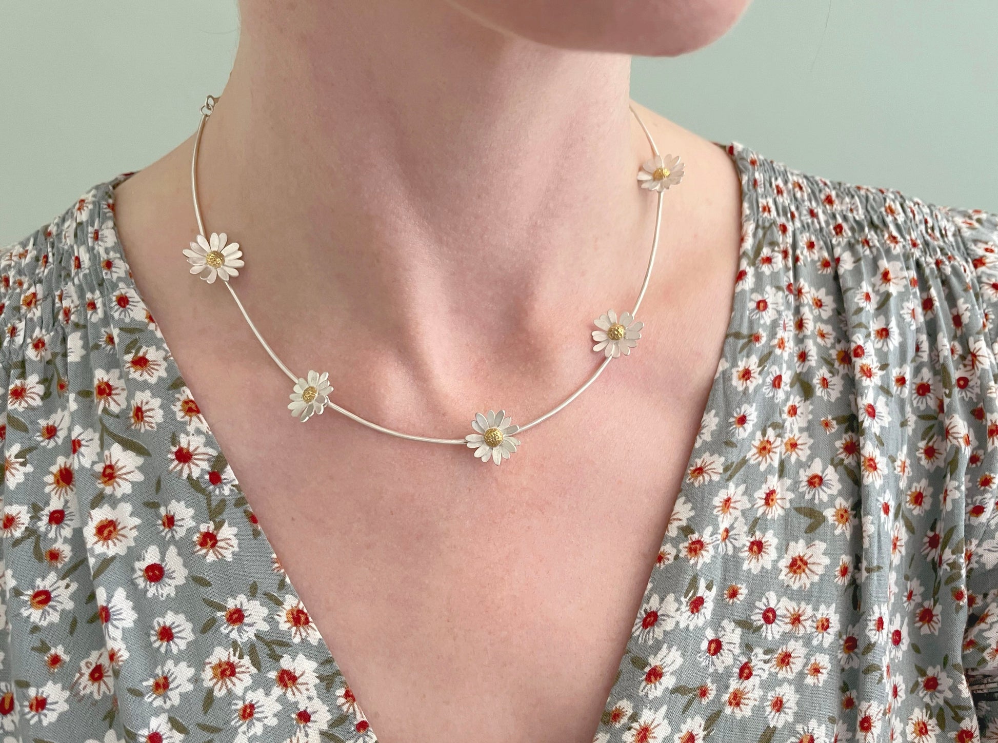 Gold & Silver Daisy Chain Necklace by Curious Magpie Jewellery