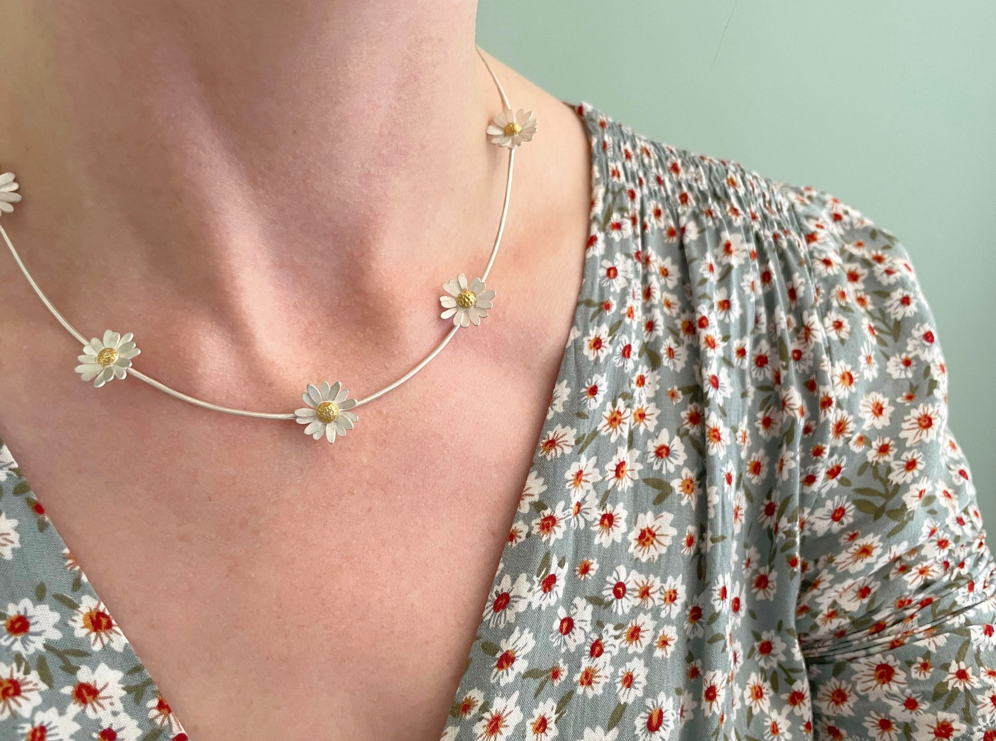 Gold & Silver Daisy Chain Necklace by Curious Magpie Jewellery