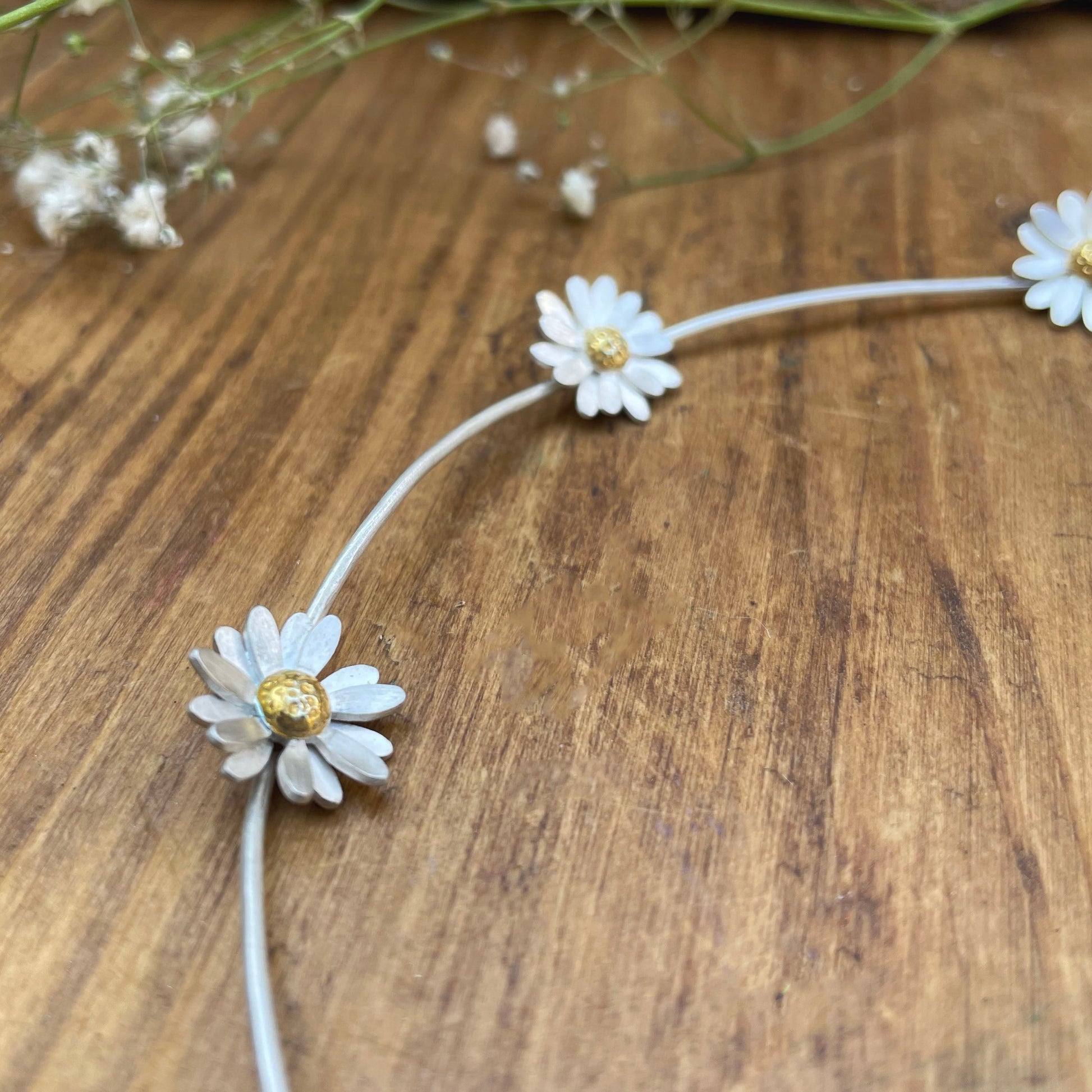 Gold & Silver Daisy Chain Necklace by Curious Magpie Jewellery