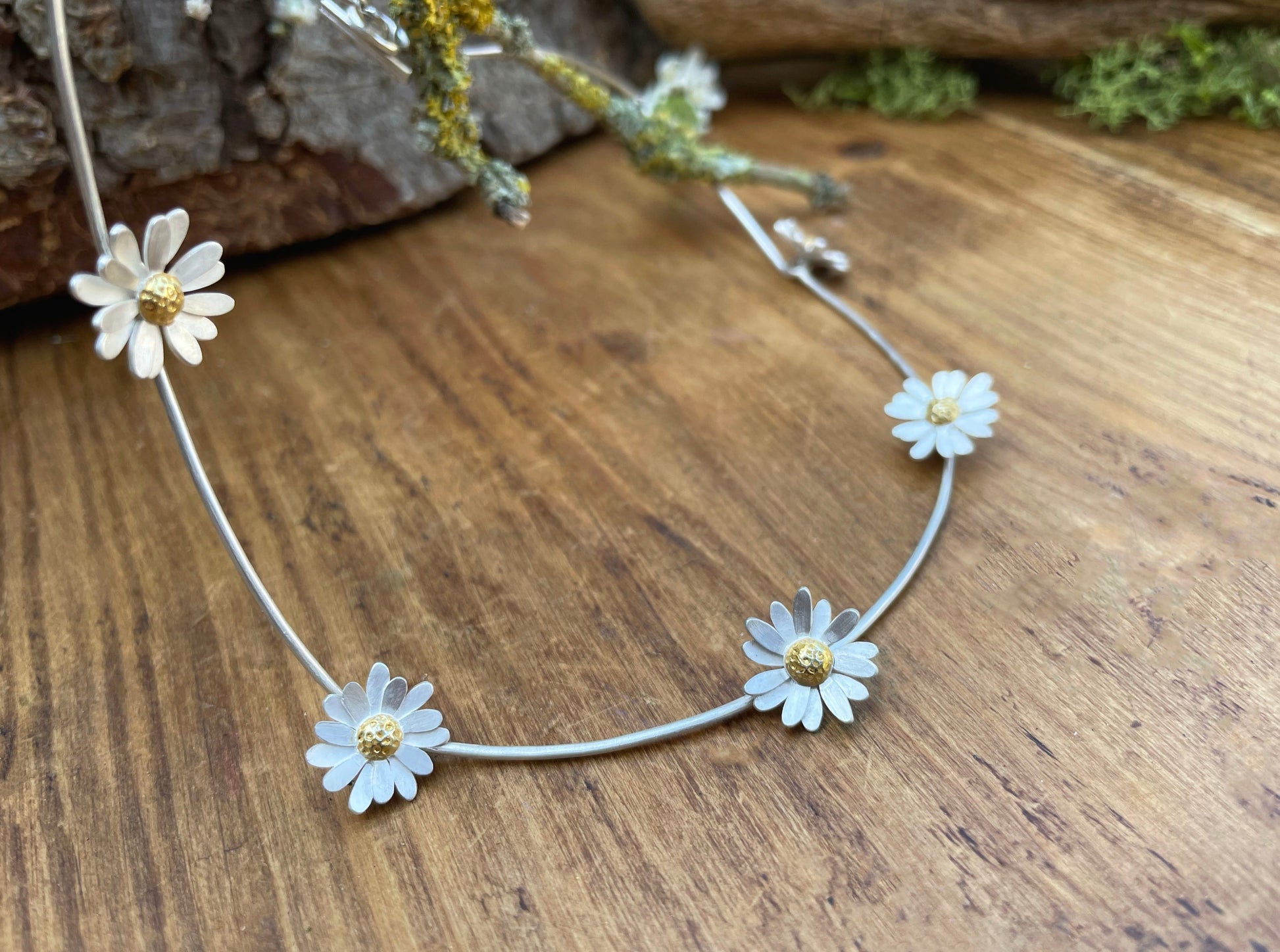 Gold & Silver Daisy Chain Necklace by Curious Magpie Jewellery