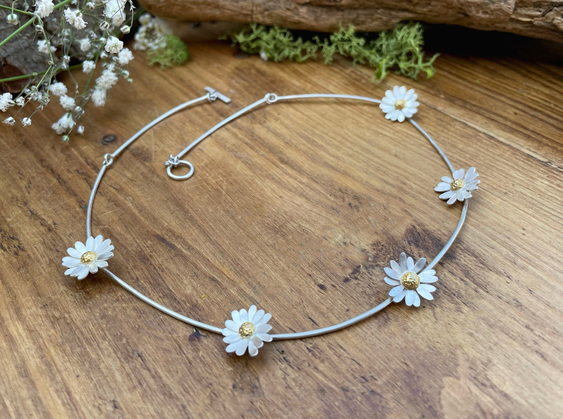 Gold & Silver Daisy Chain Necklace by Curious Magpie Jewellery