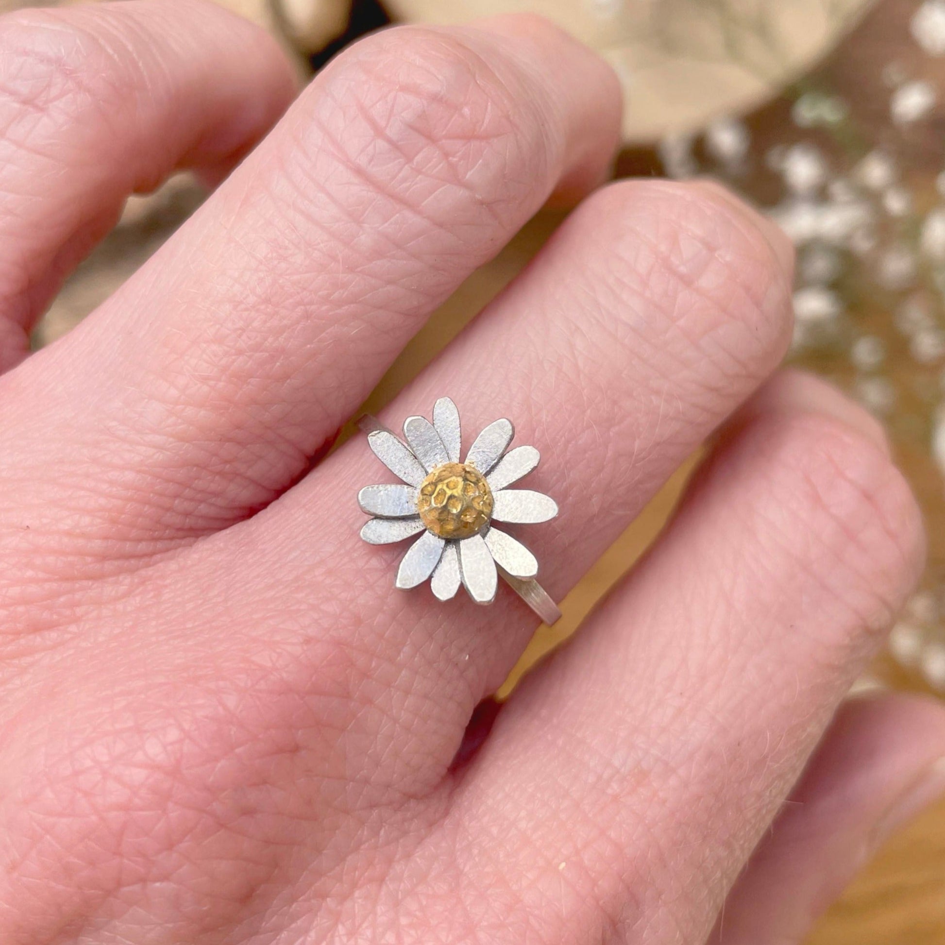 Gold & Silver Daisy Ring by Curious Magpie Jewellery