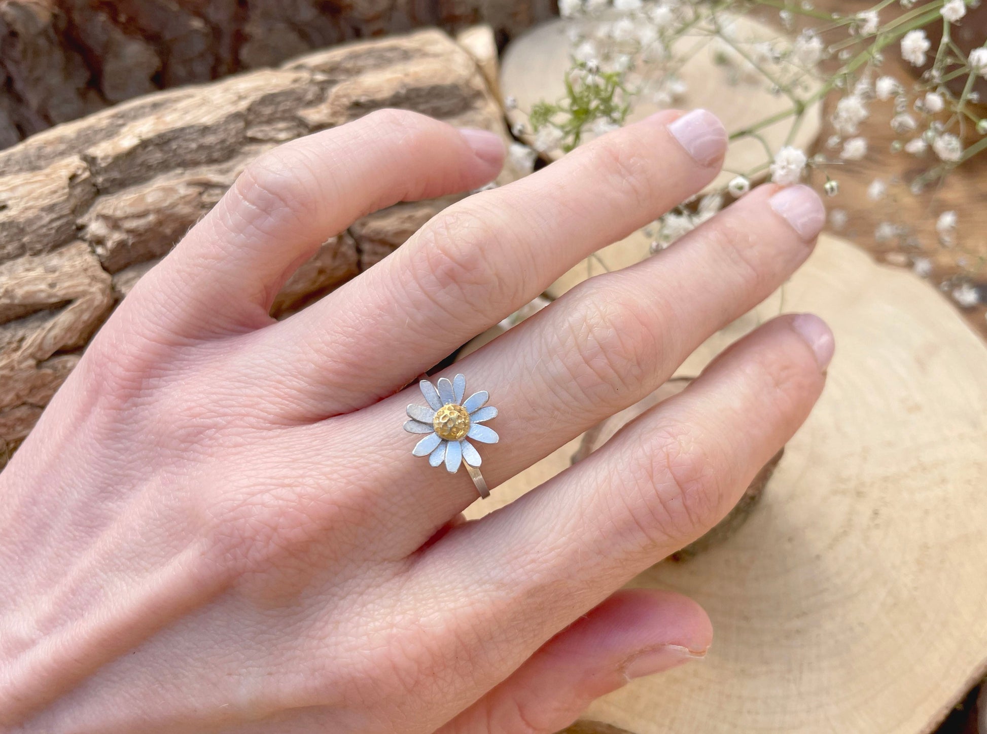 Gold & Silver Daisy Ring by Curious Magpie Jewellery