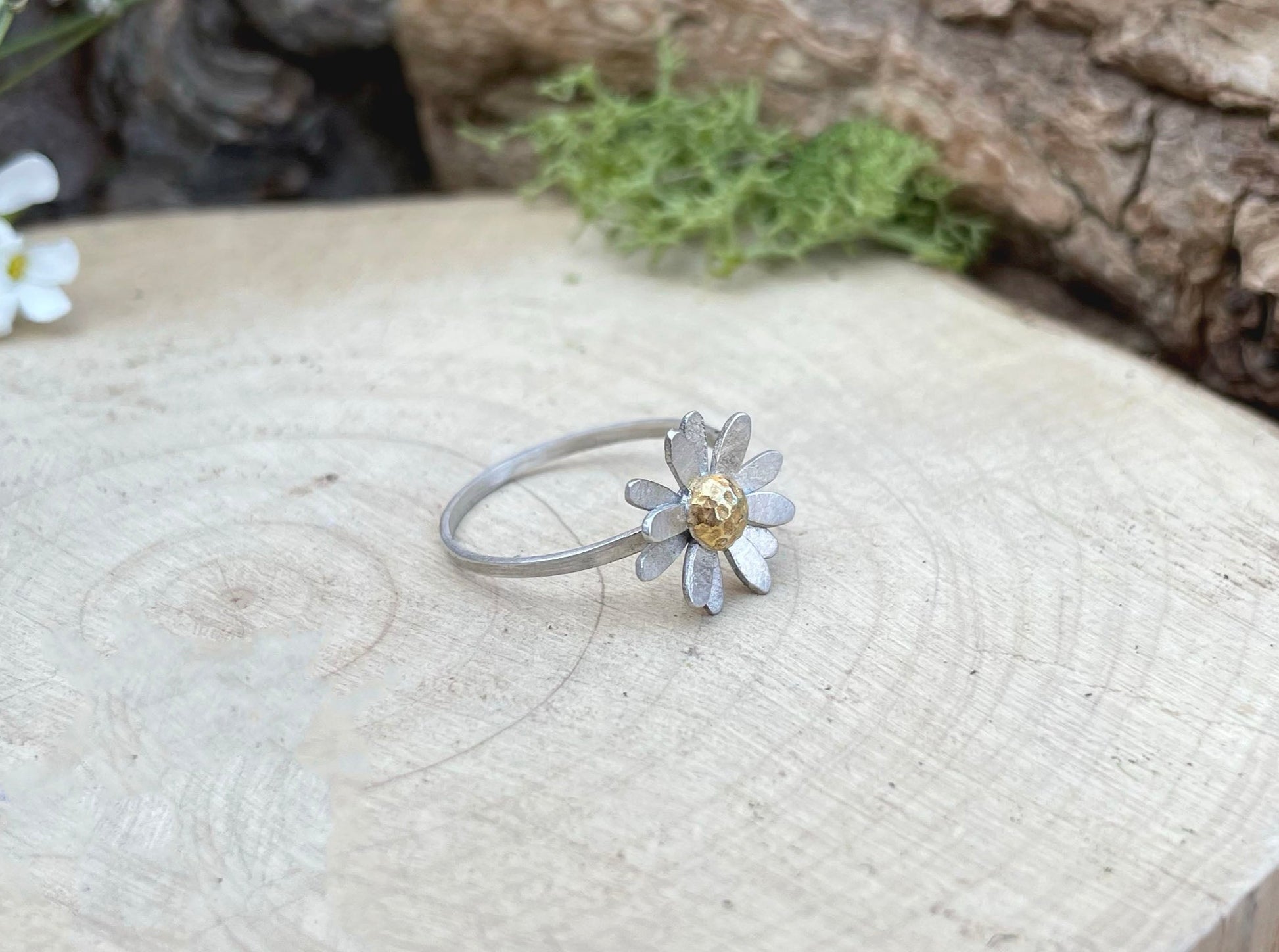 Gold & Silver Daisy Ring by Curious Magpie Jewellery