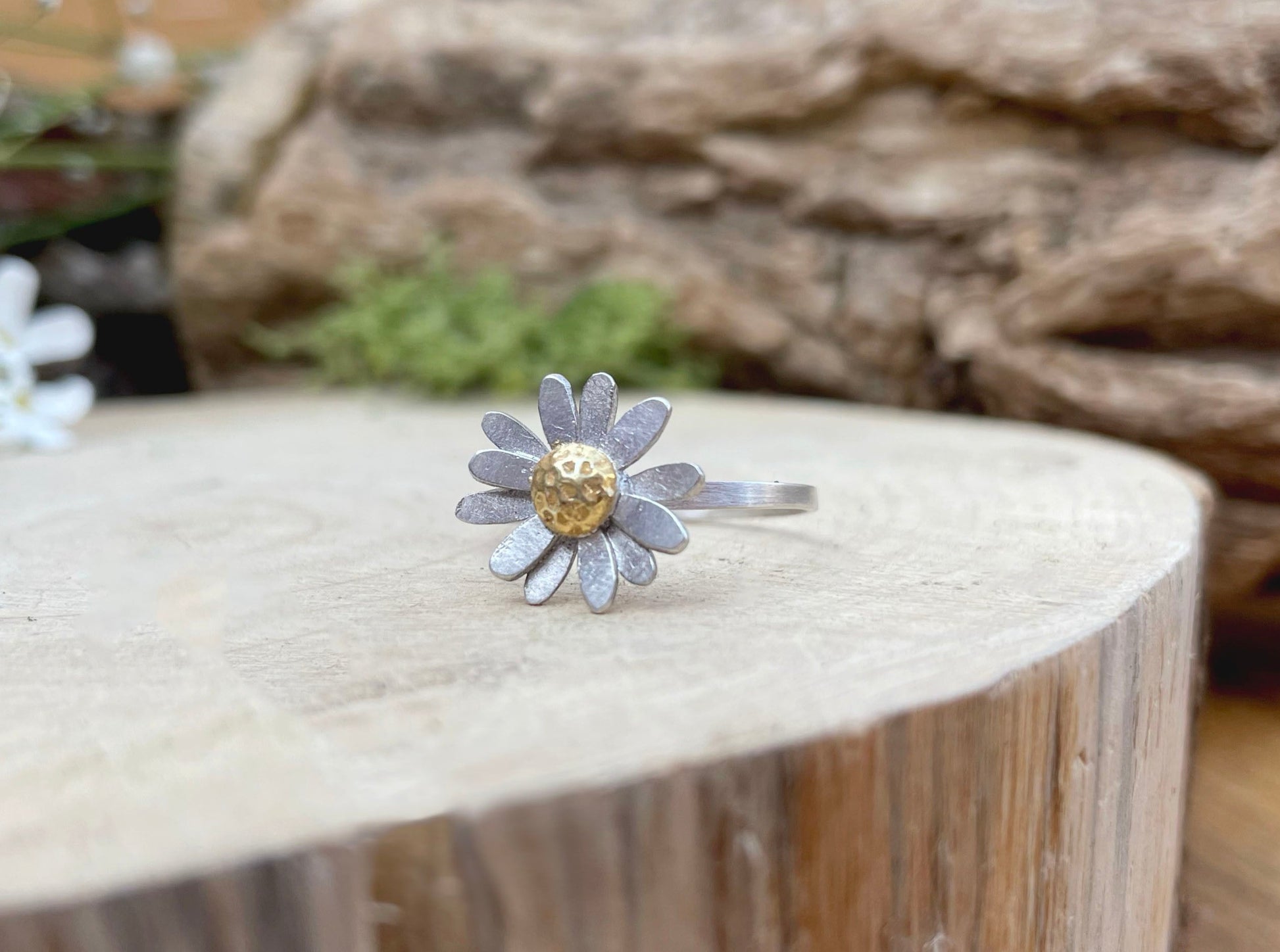 Gold & Silver Daisy Ring by Curious Magpie Jewellery