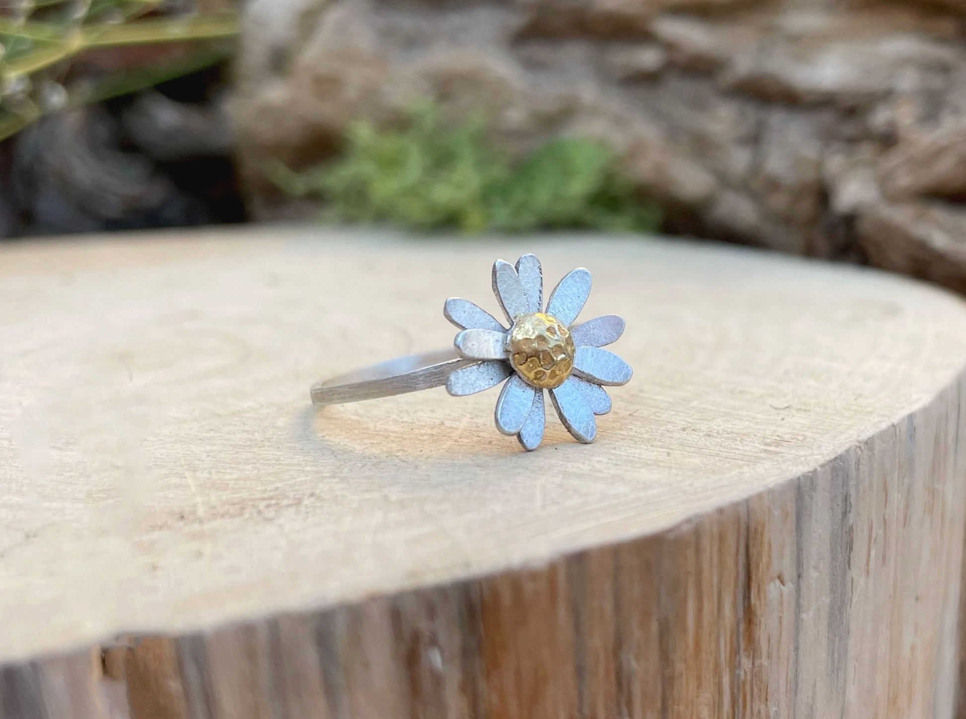 Gold & Silver Daisy Ring by Curious Magpie Jewellery