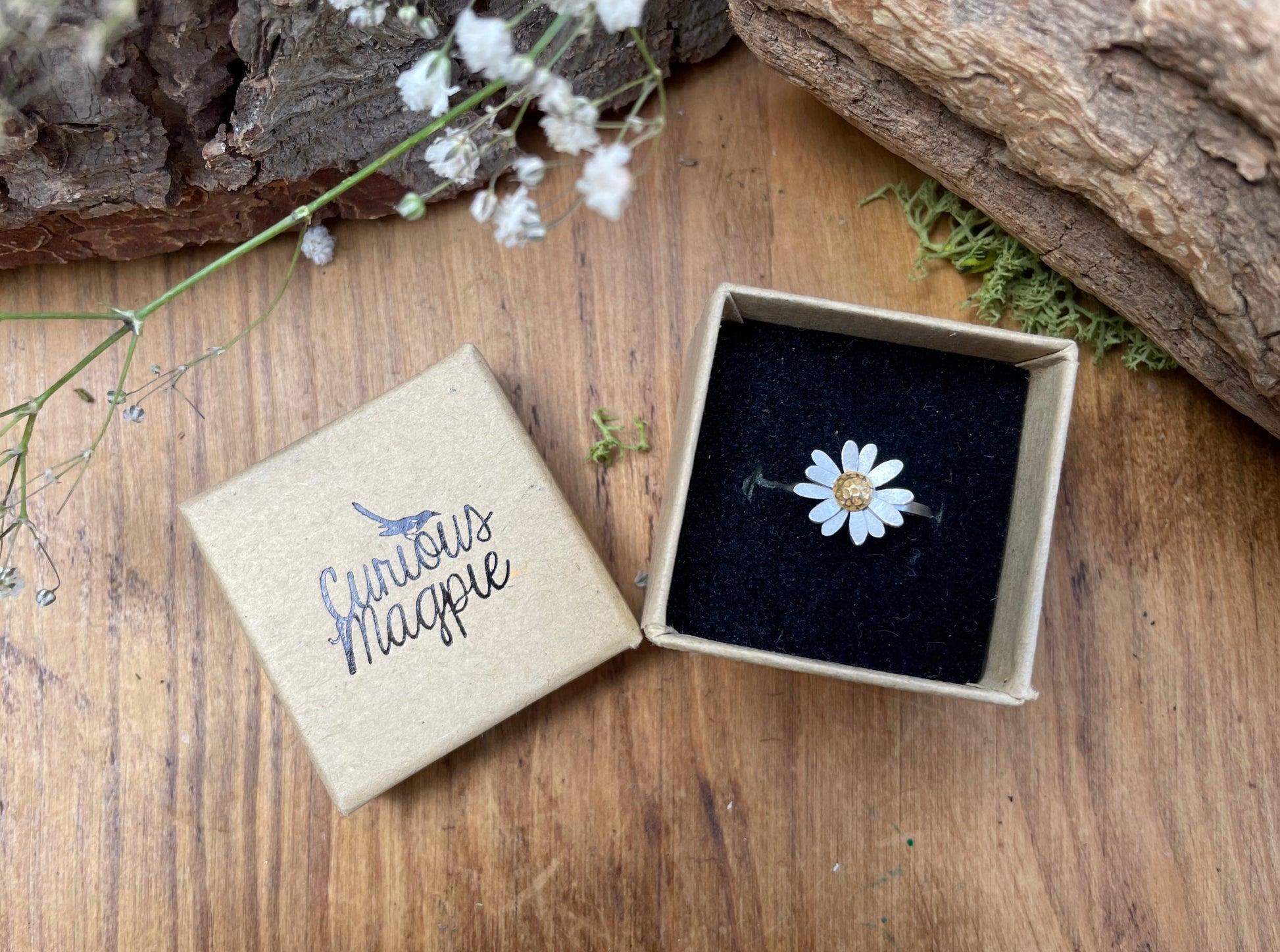 Gold & Silver Daisy Ring by Curious Magpie Jewellery