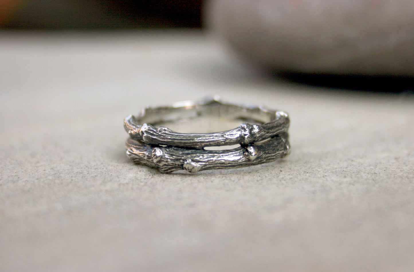 Men's Silver Double Twig Ring - Curious Magpie Jewellery - 3