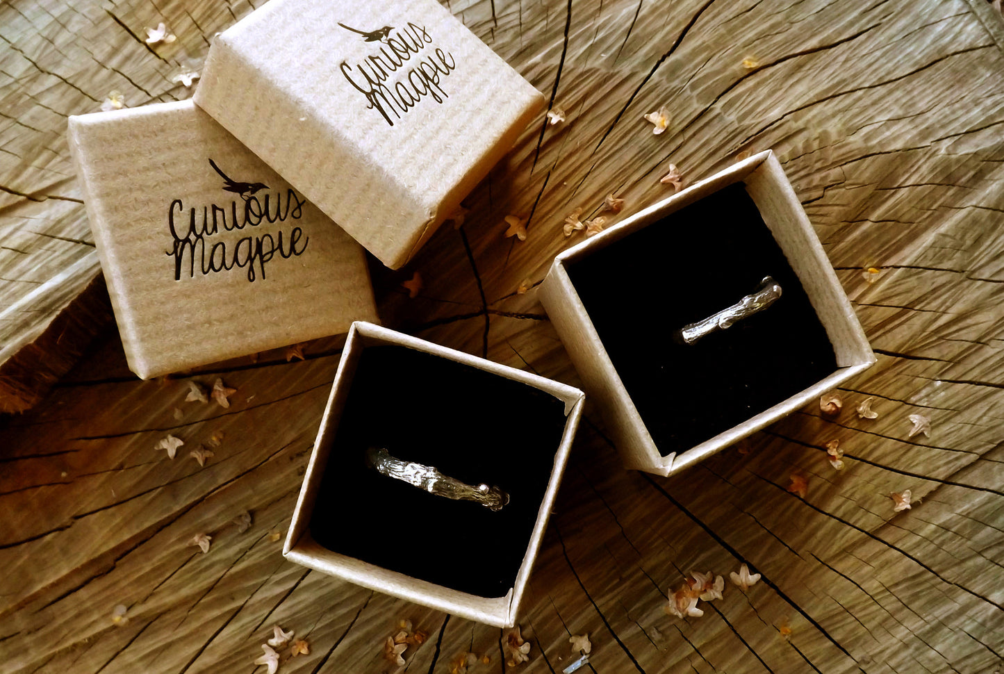 Silver Twig Wedding Rings - Curious Magpie Jewellery - 7