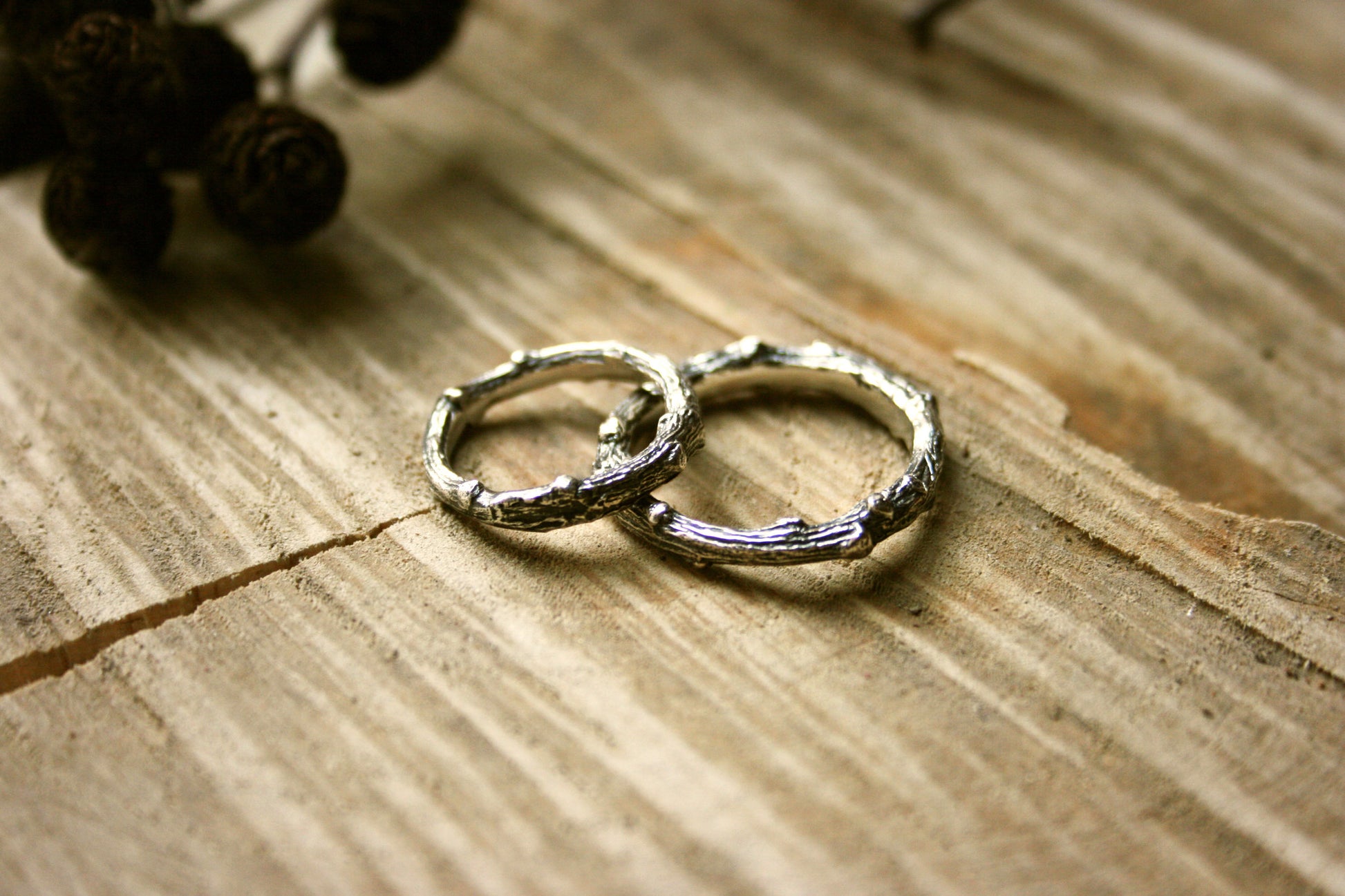 Silver Twig Wedding Rings - Curious Magpie Jewellery - 5