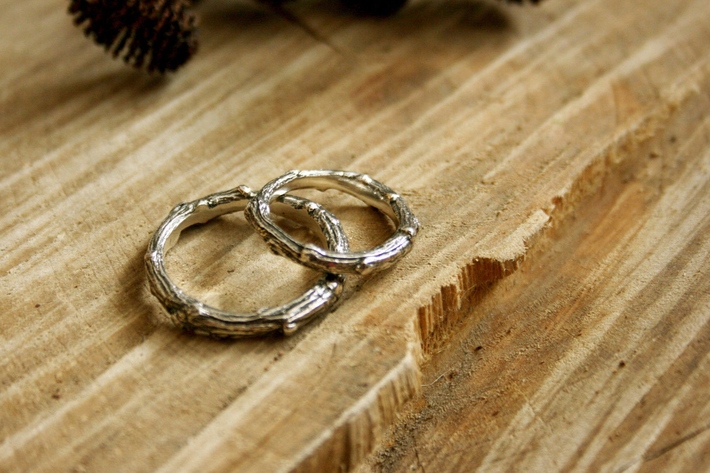 Silver Twig Wedding Rings - Curious Magpie Jewellery - 2