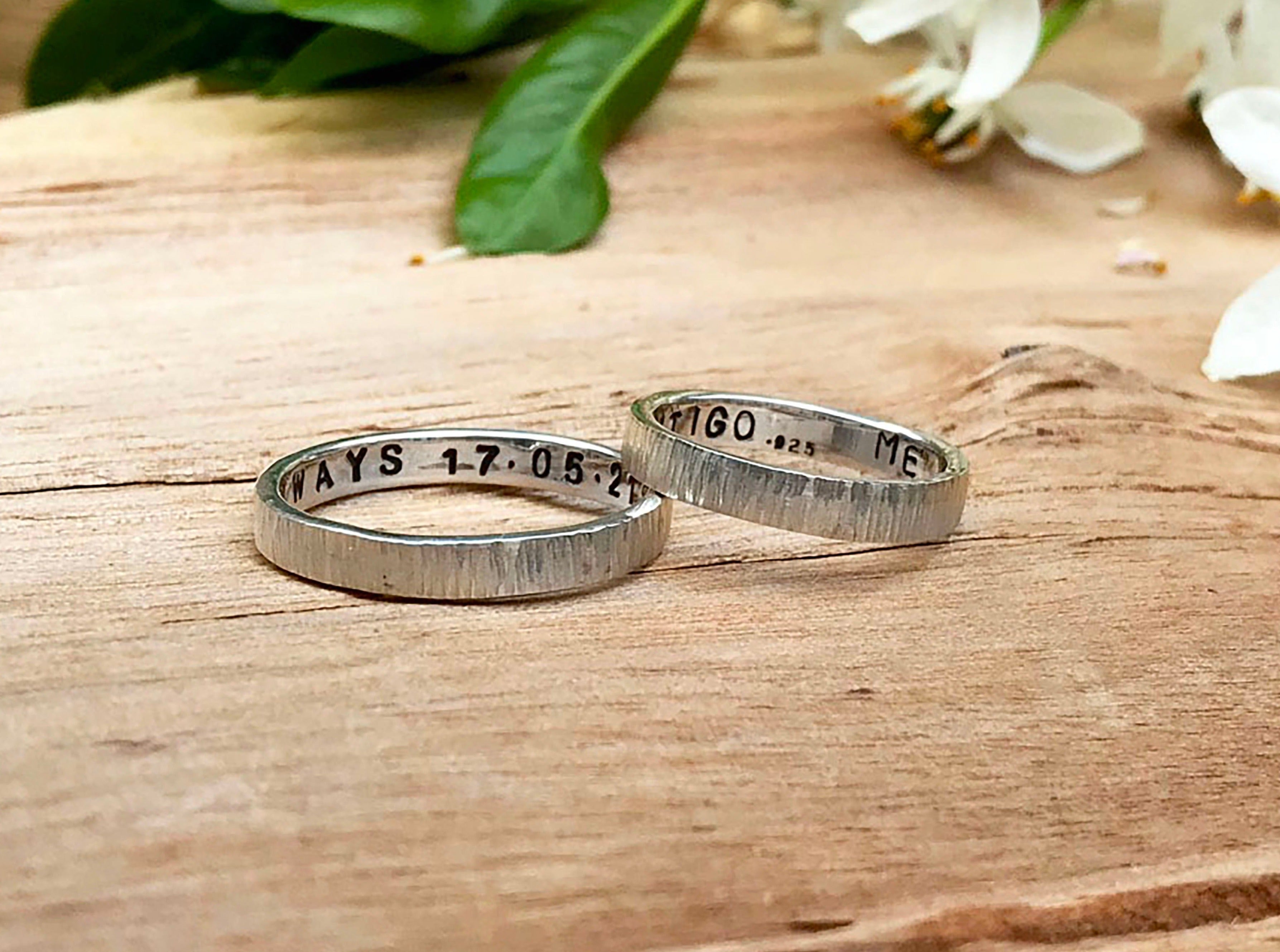 Personalised Tree Bark Wedding Rings – Curious Magpie Jewellery