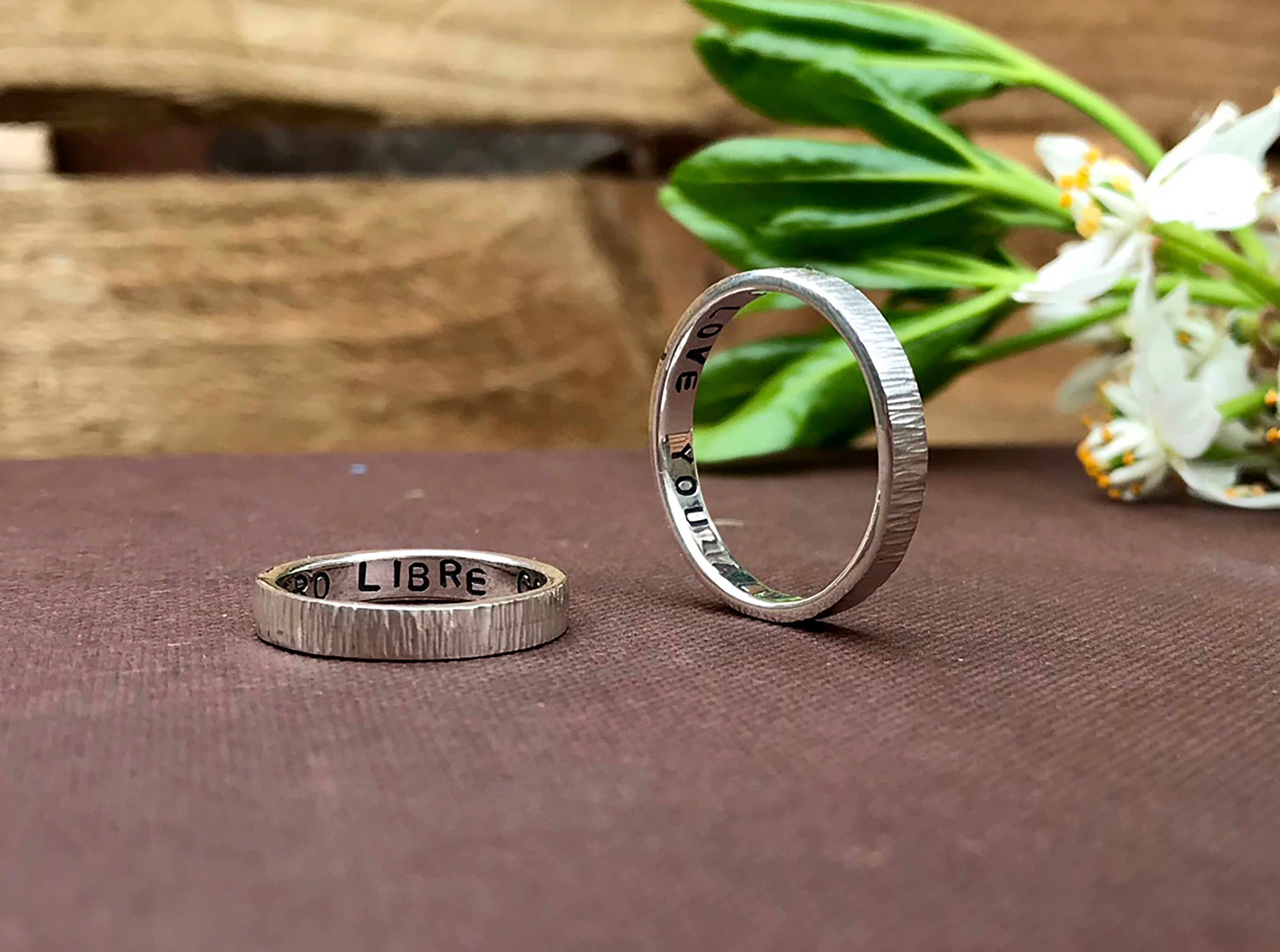 Personalised Tree Bark Wedding Rings – Curious Magpie Jewellery