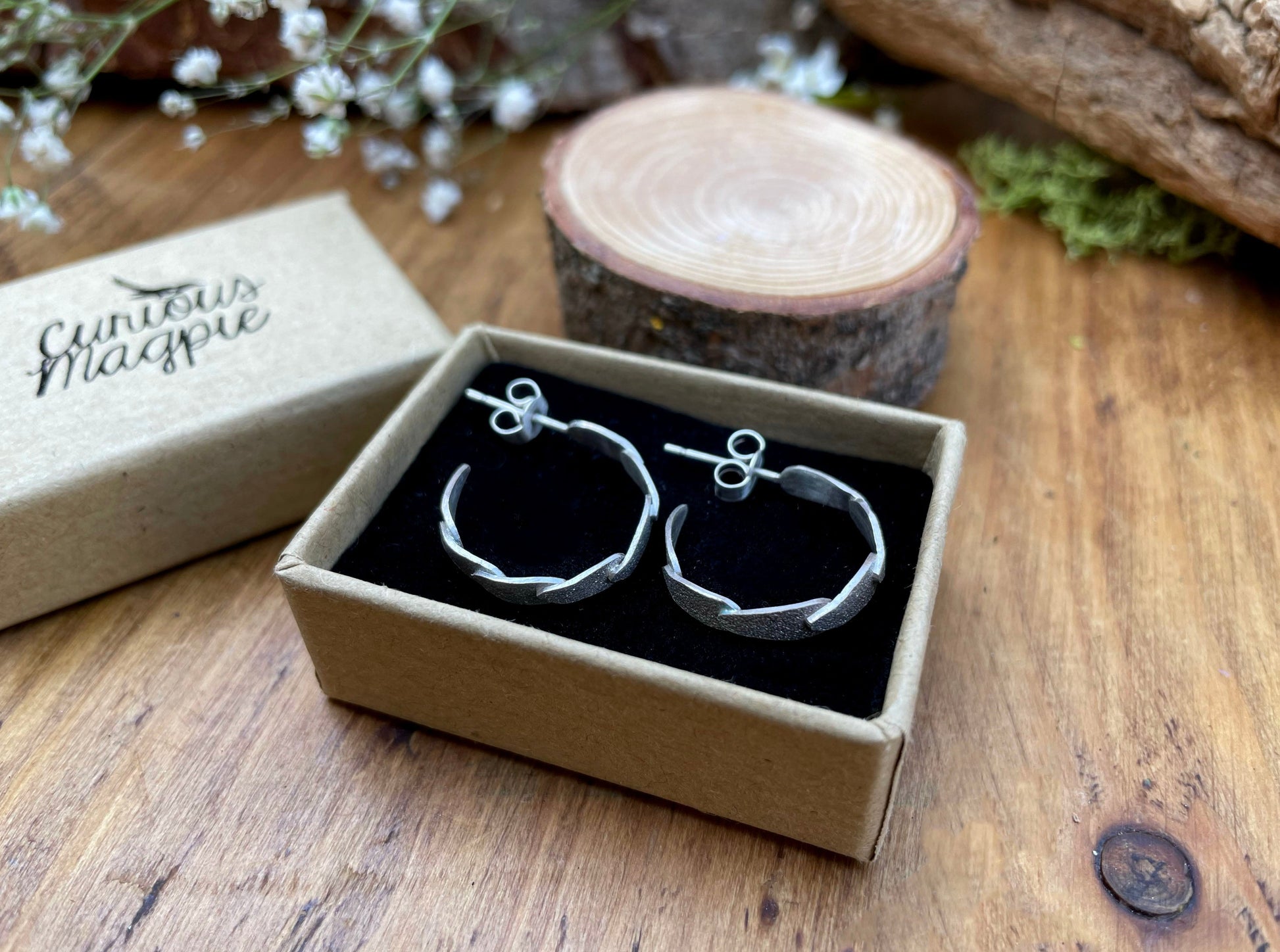 Petal Echo Half Hoop Earrings by Curious Magpie Jewellery
