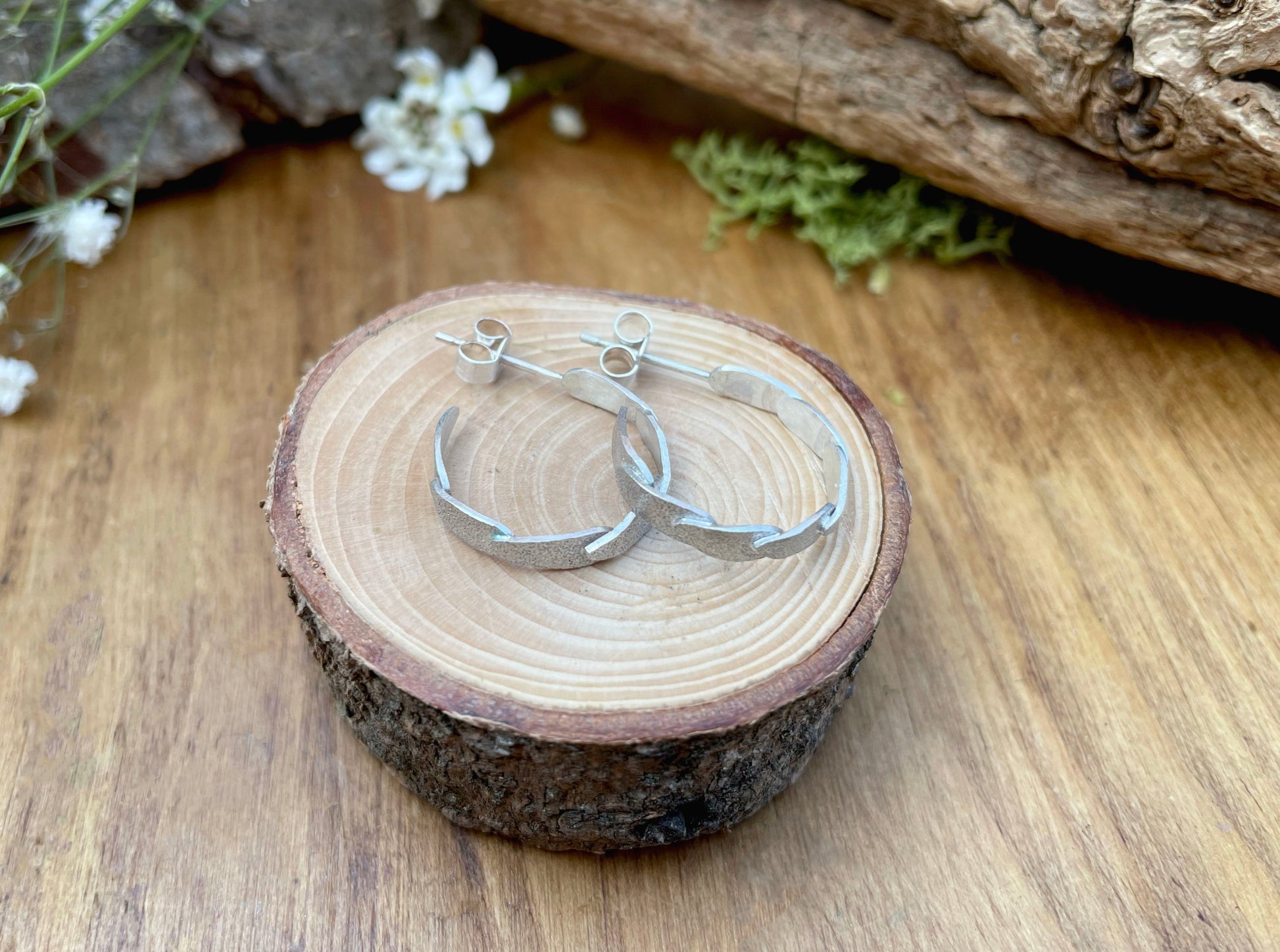 Petal Echo Half Hoop Earrings by Curious Magpie Jewellery