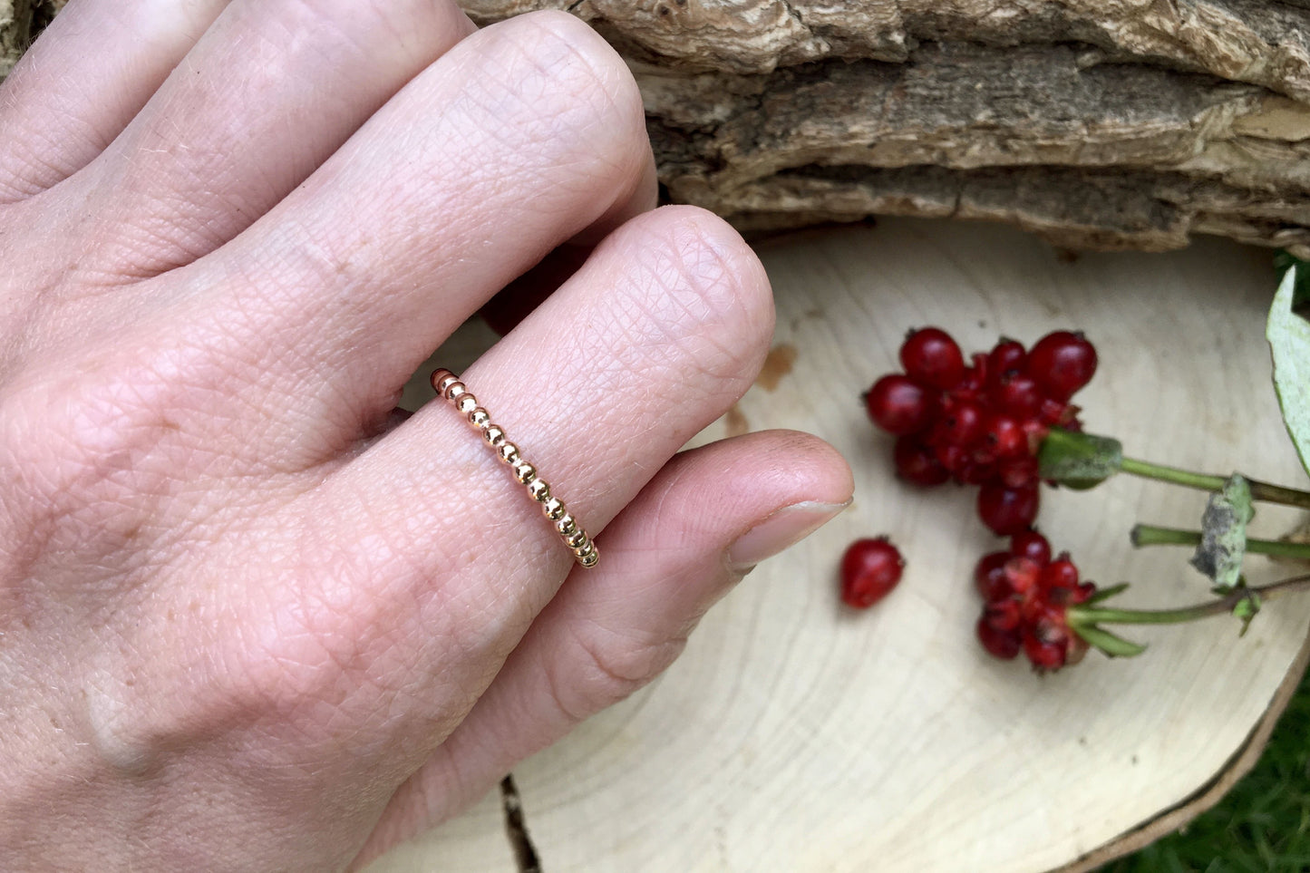 Silver Berry Stacking Ring by Curious Magpie Jewellery