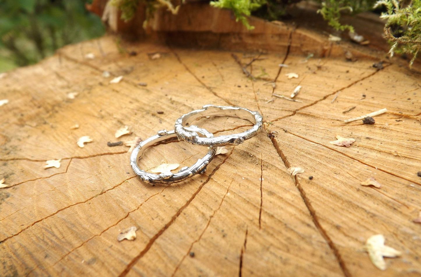 Silver Twig Wedding Rings - Curious Magpie Jewellery - 4