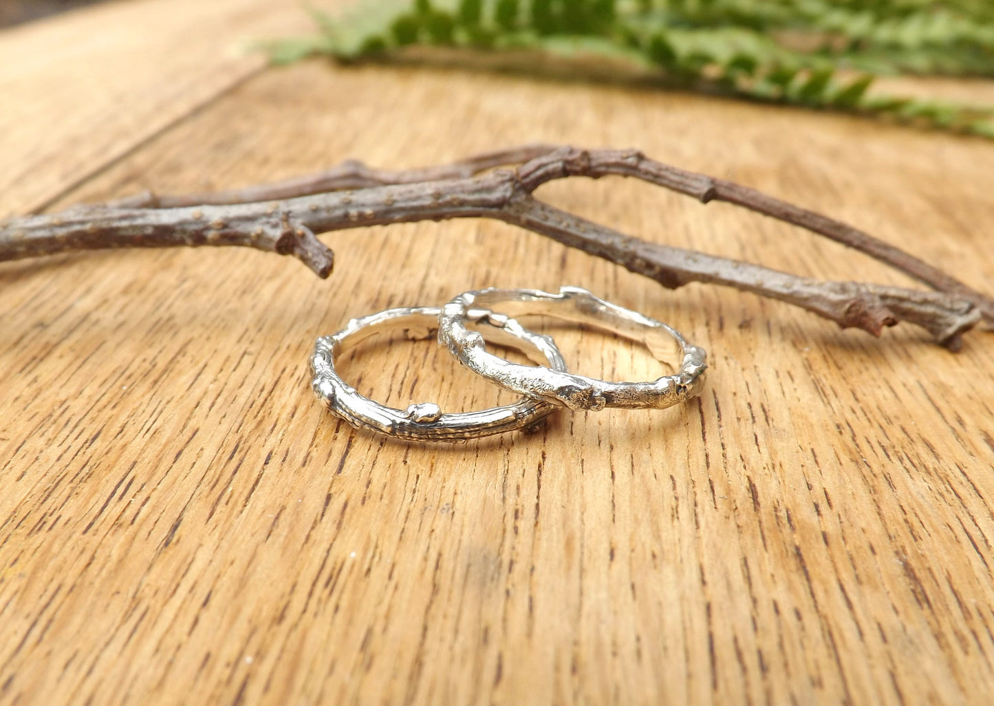 Silver Twig Wedding Rings - Curious Magpie Jewellery - 6