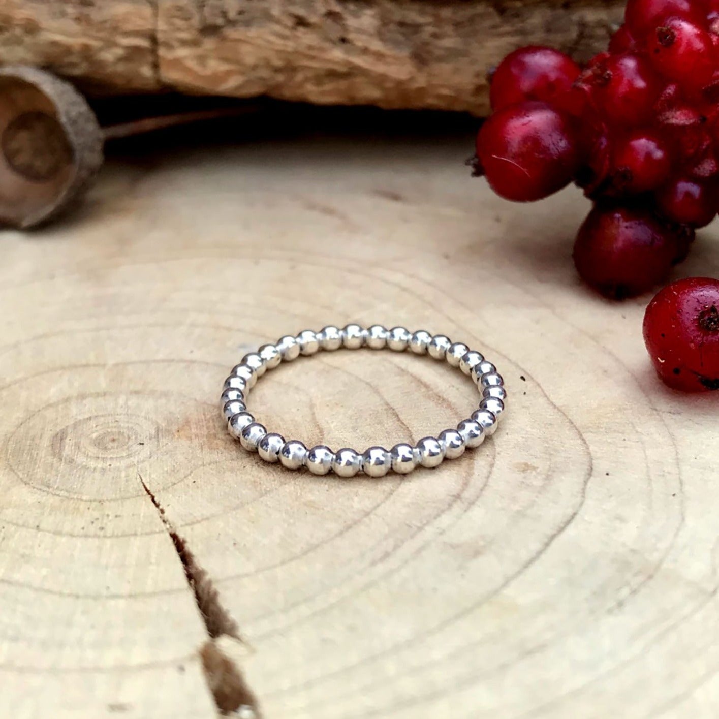 Silver Berry Stacking Ring by Curious Magpie Jewellery