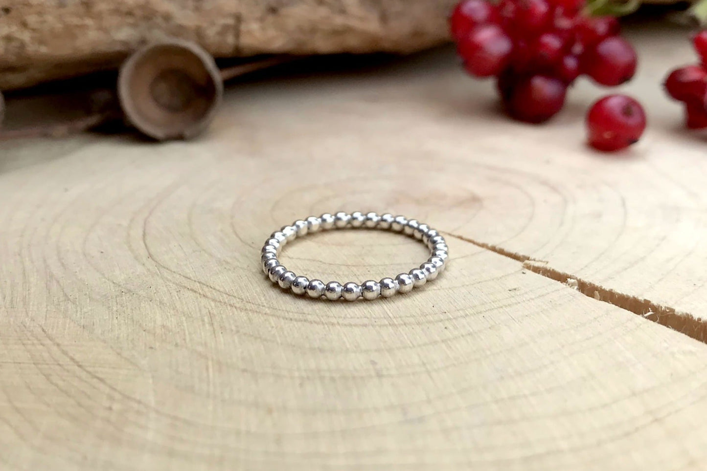 Silver Berry Stacking Ring by Curious Magpie Jewellery