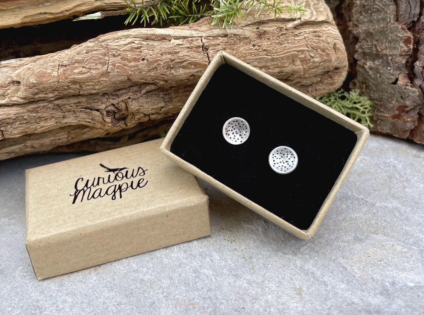 Silver Celestial Stud Earrings by Curious Magpie