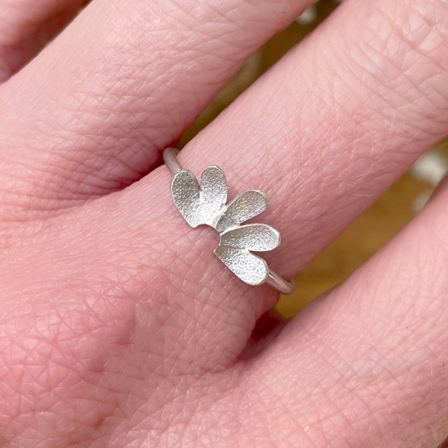 Silver Petal Arc Ring by Curious Magpie Jewellery