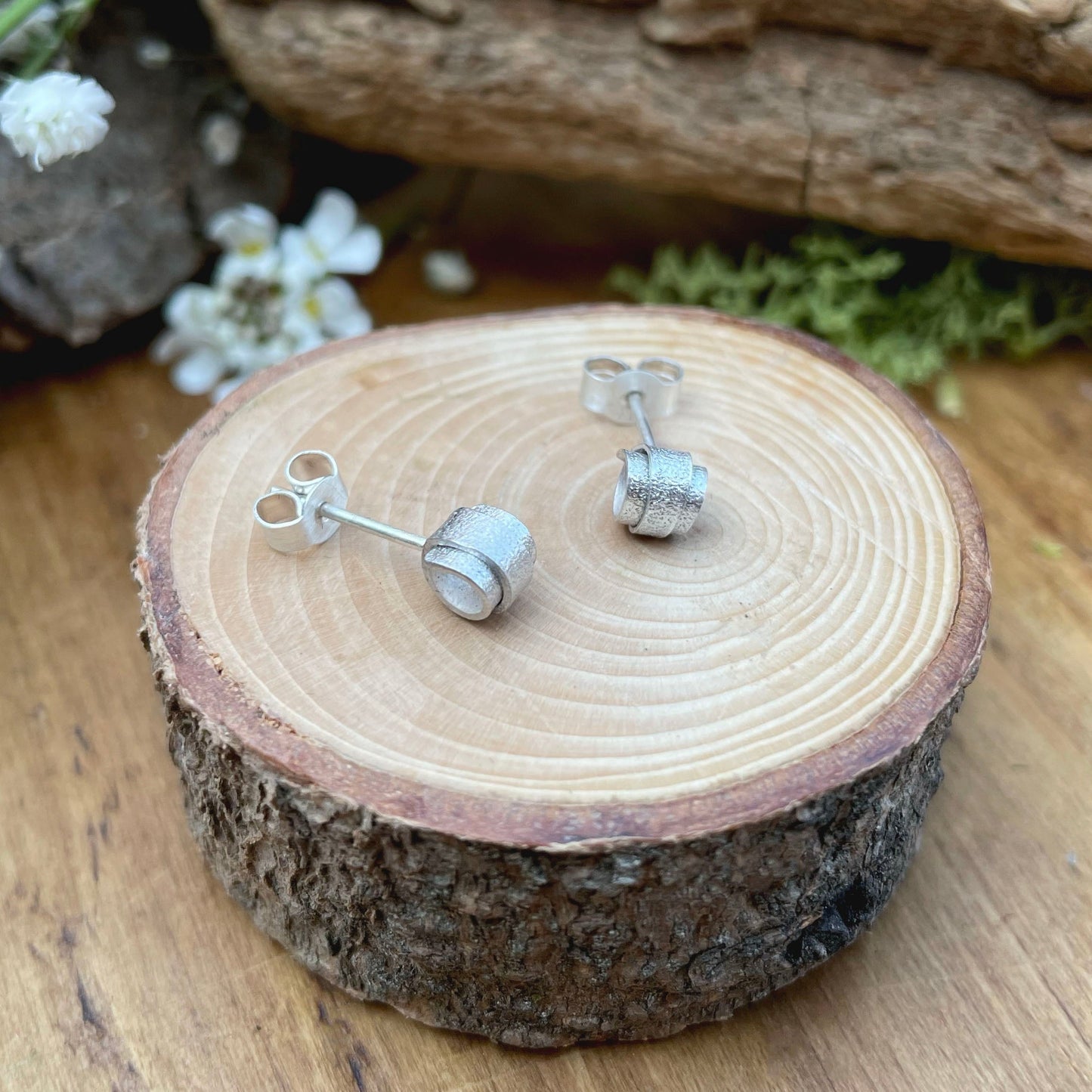 Silver Curled Petal Stud Earrings by Curious Magpie Jewellery
