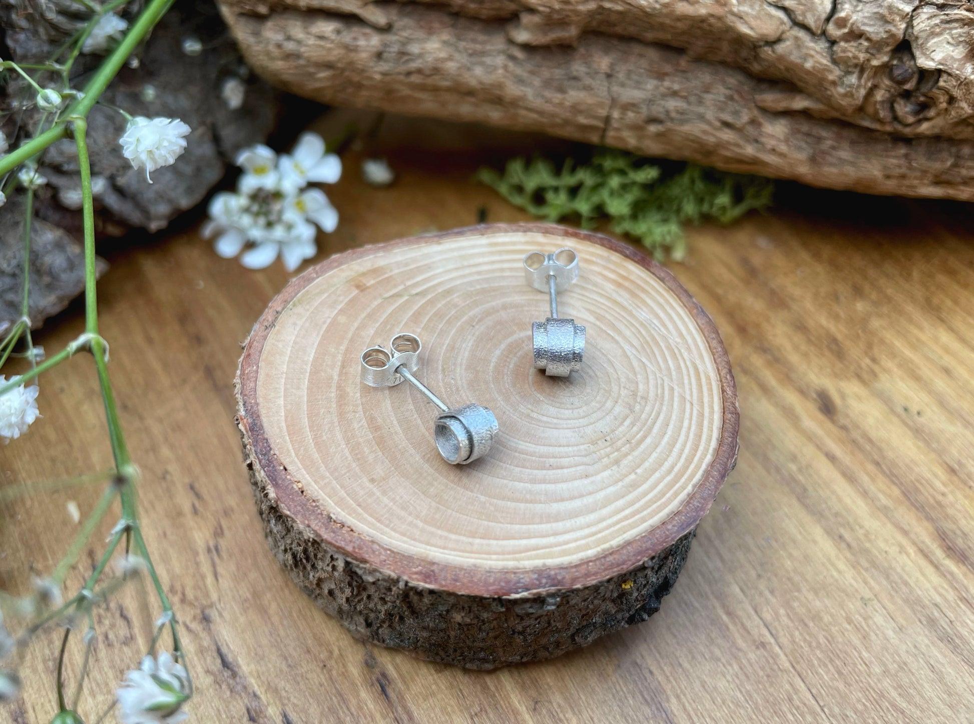 Silver Curled Petal Stud Earrings by Curious Magpie Jewellery