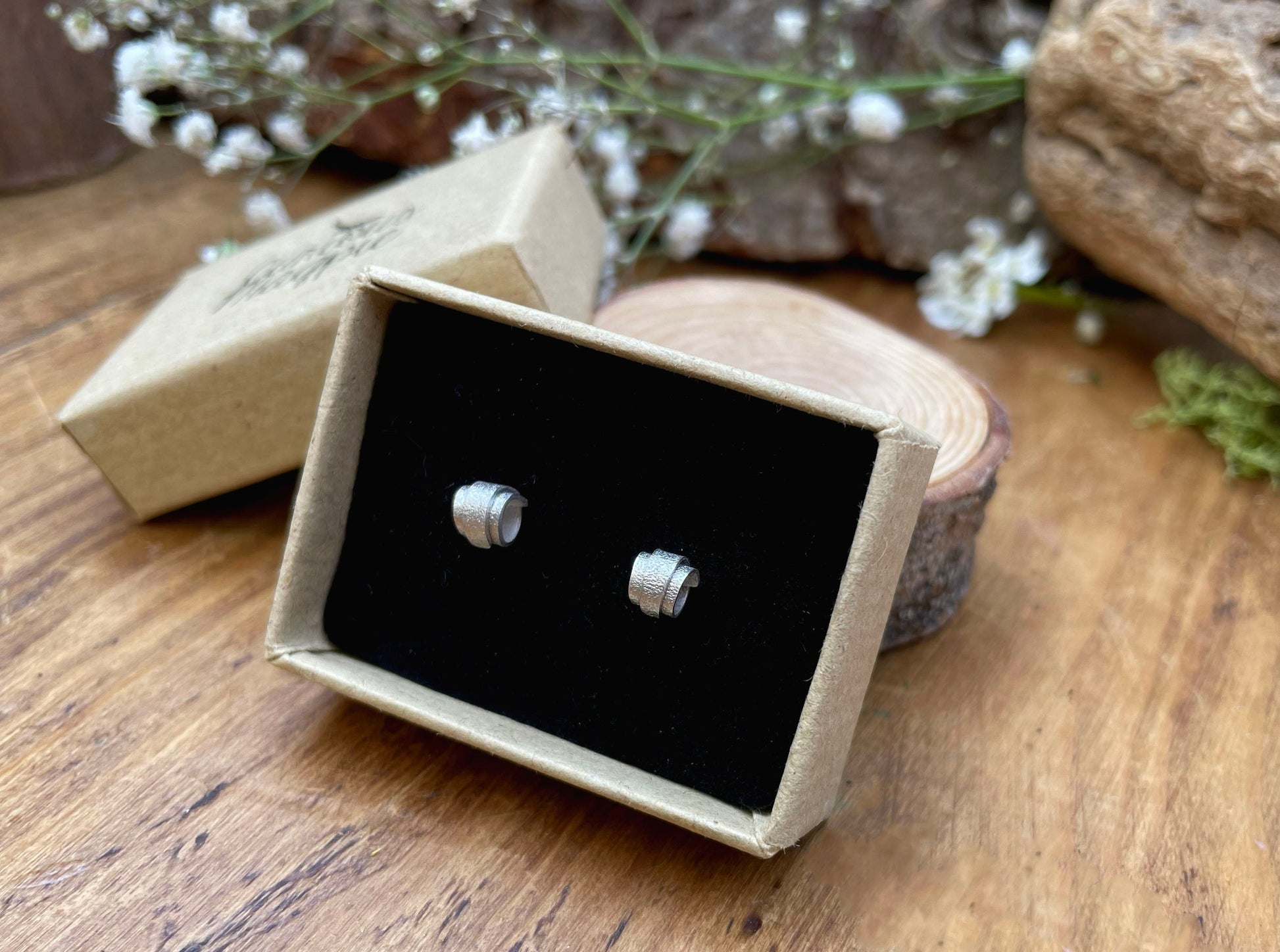 Silver Curled Petal Stud Earrings by Curious Magpie Jewellery