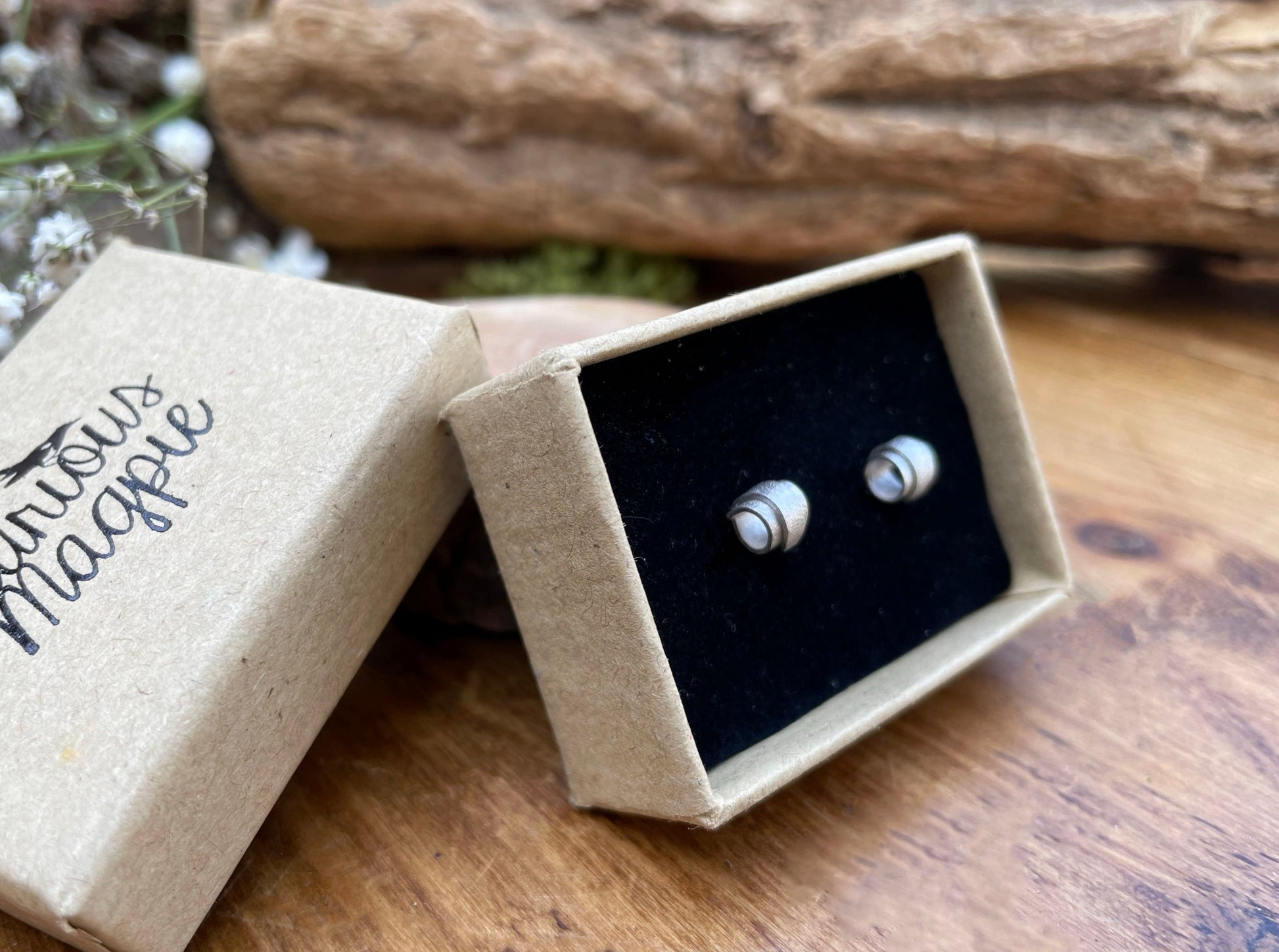 Silver Curled Petal Stud Earrings by Curious Magpie Jewellery