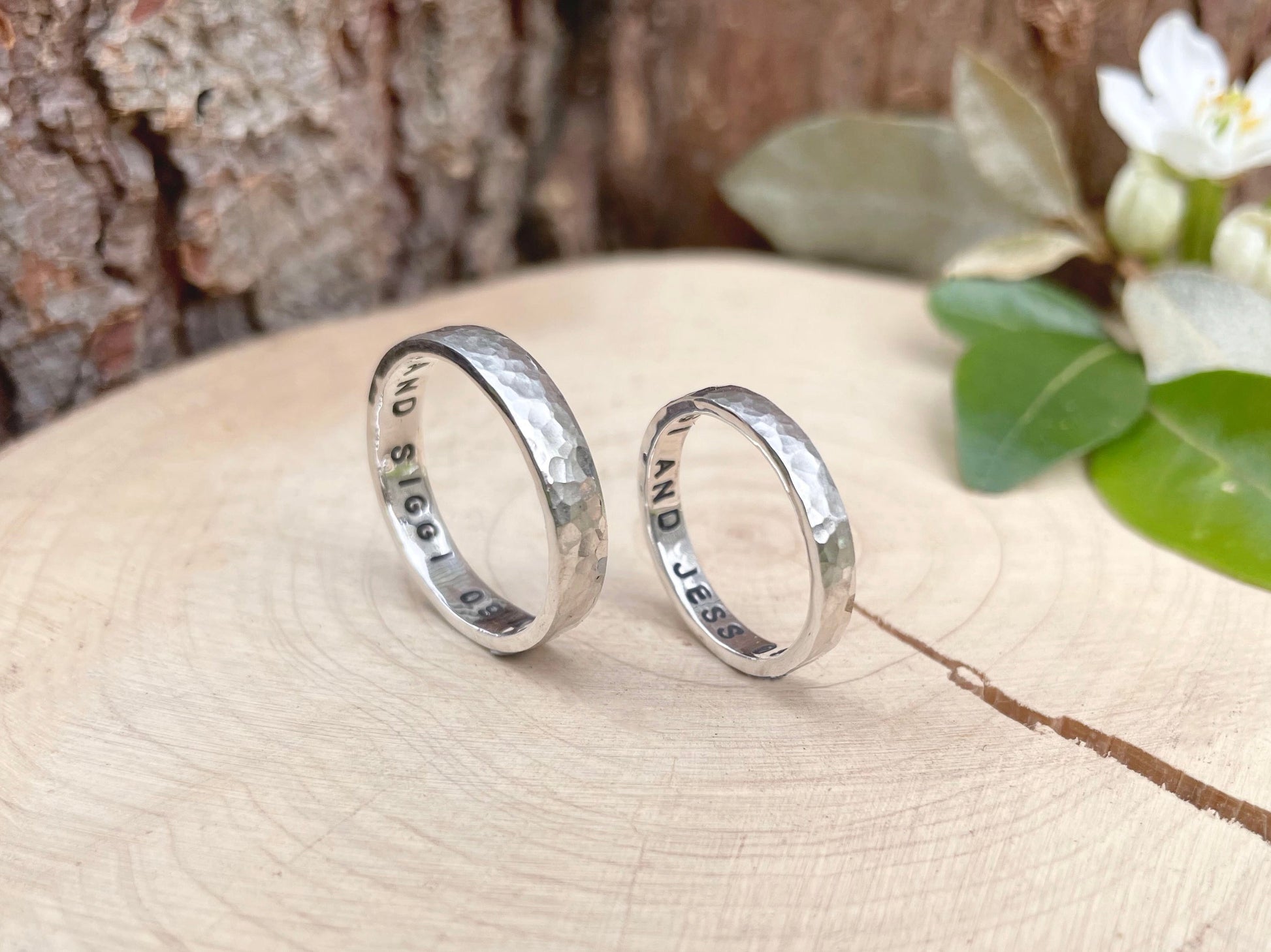 Personalised Silver Luna Wedding Rings by Curious Magpie Jewellery