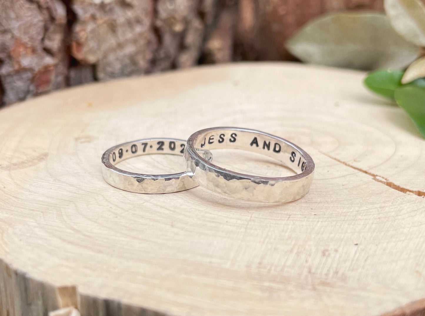 onalised Silver Luna Wedding Rings by Curious Magpie Jewellery