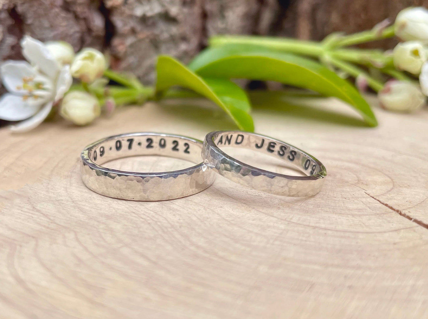 Personalised Silver Luna Wedding Rings by Curious Magpie Jewellery