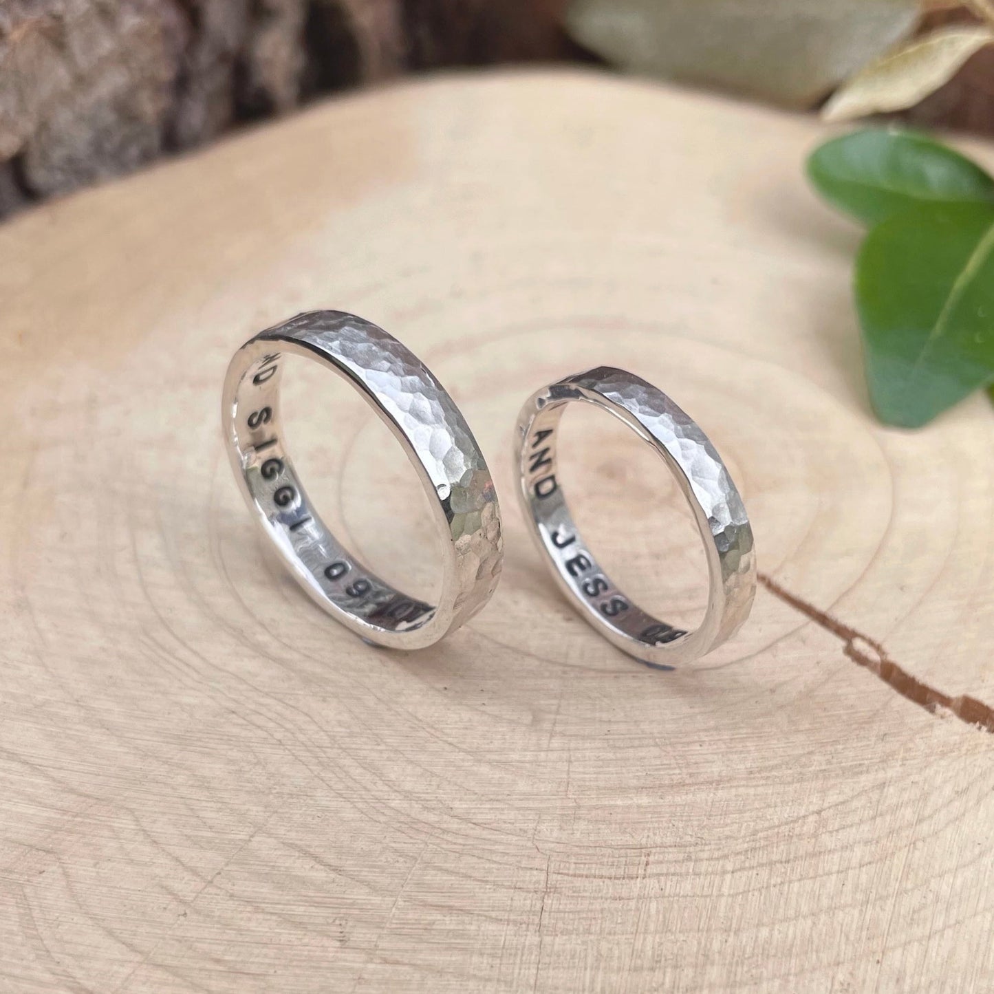 Personalised Silver Luna Wedding Rings by Curious Magpie Jewellery