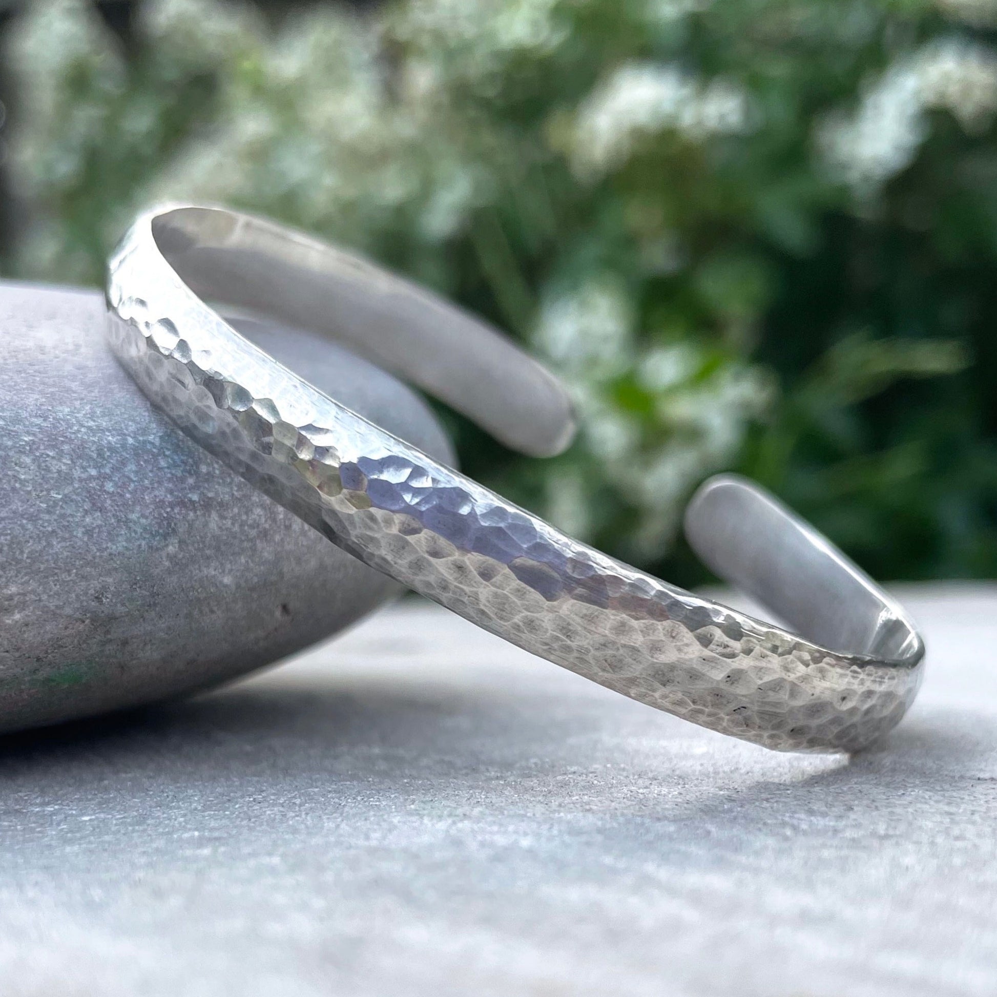 Silver Meteorite Cuff Bangle by Curious Magpie Jewellery