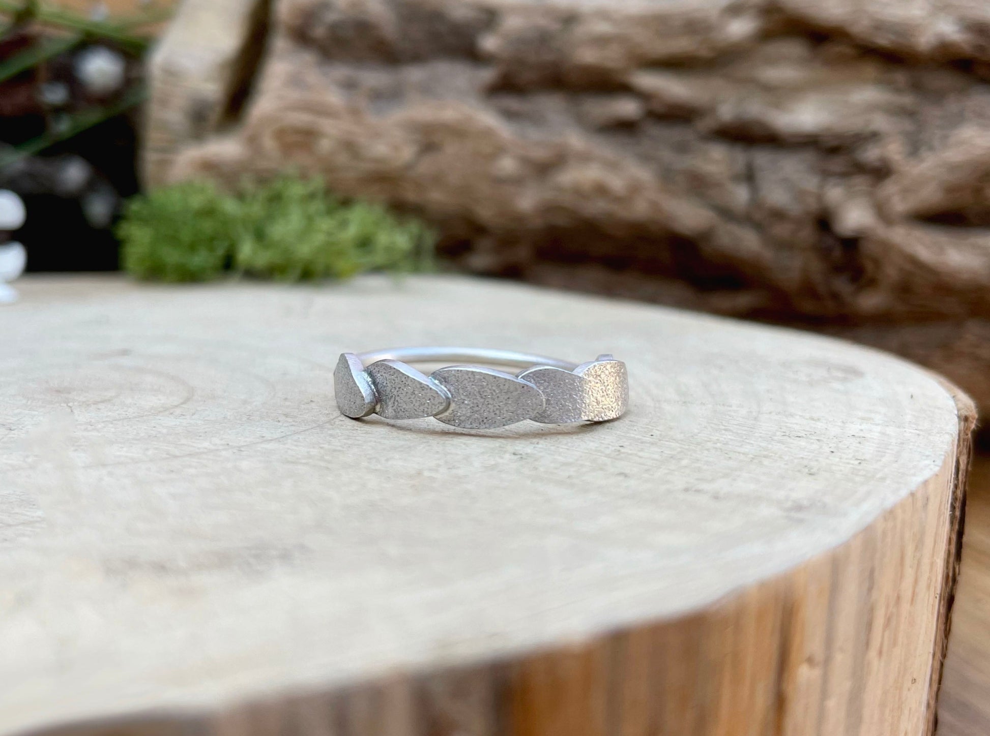Silver Petal Echo Ring by Curious Magpie Jewellery