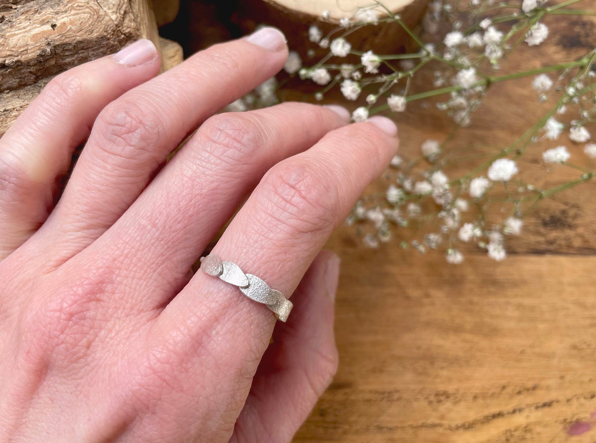 Silver Petal Echo Ring By Curious Magpie Jewellery