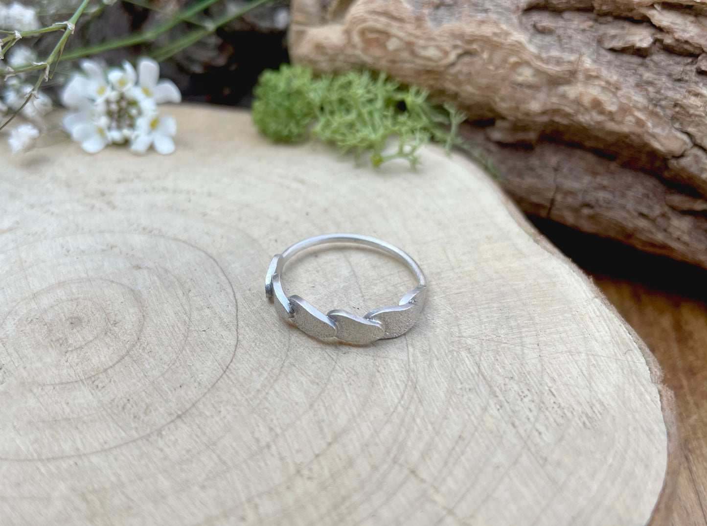 Silver Petal Echo Ring by Curious Magpie Jewellery