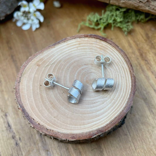 Silver Petal Twist Stud Earrings by Curious Magpie Jewellery