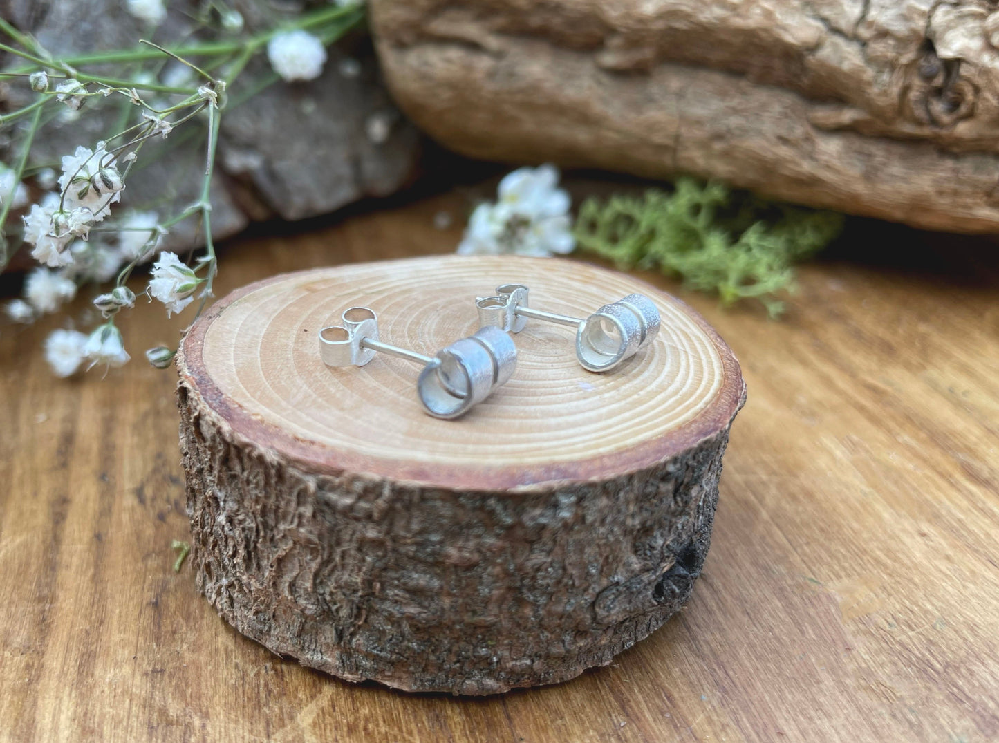 Silver Petal Twist Stud Earrings by Curious Magpie Jewellery