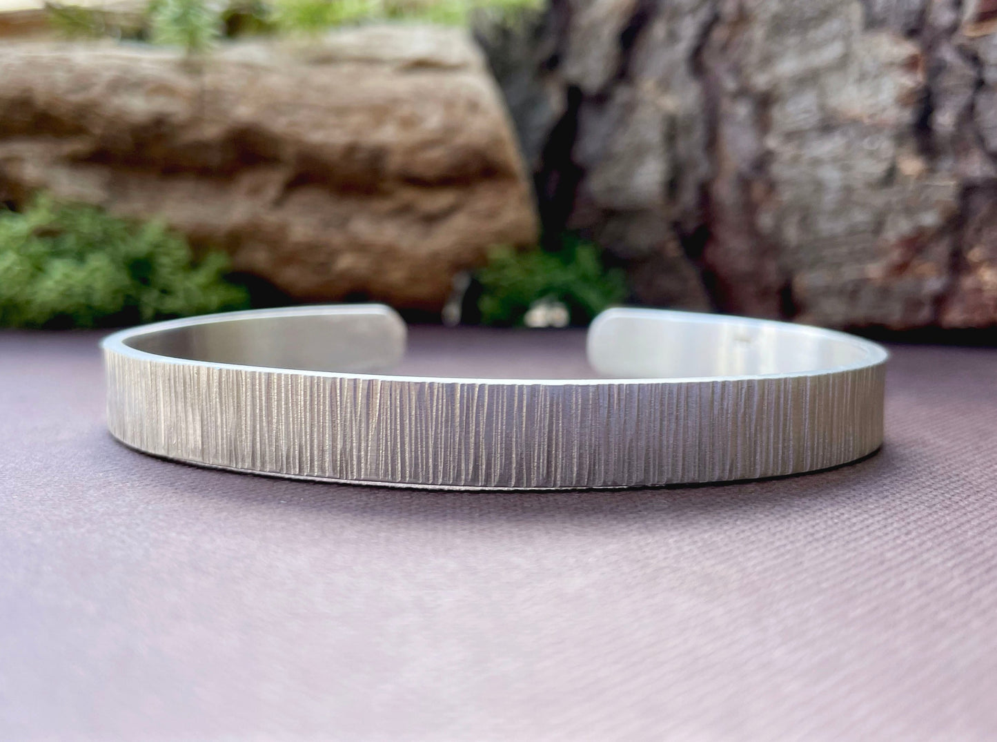 Silver Tree Bark Cuff Bangle by Curious Magpie Jewellery