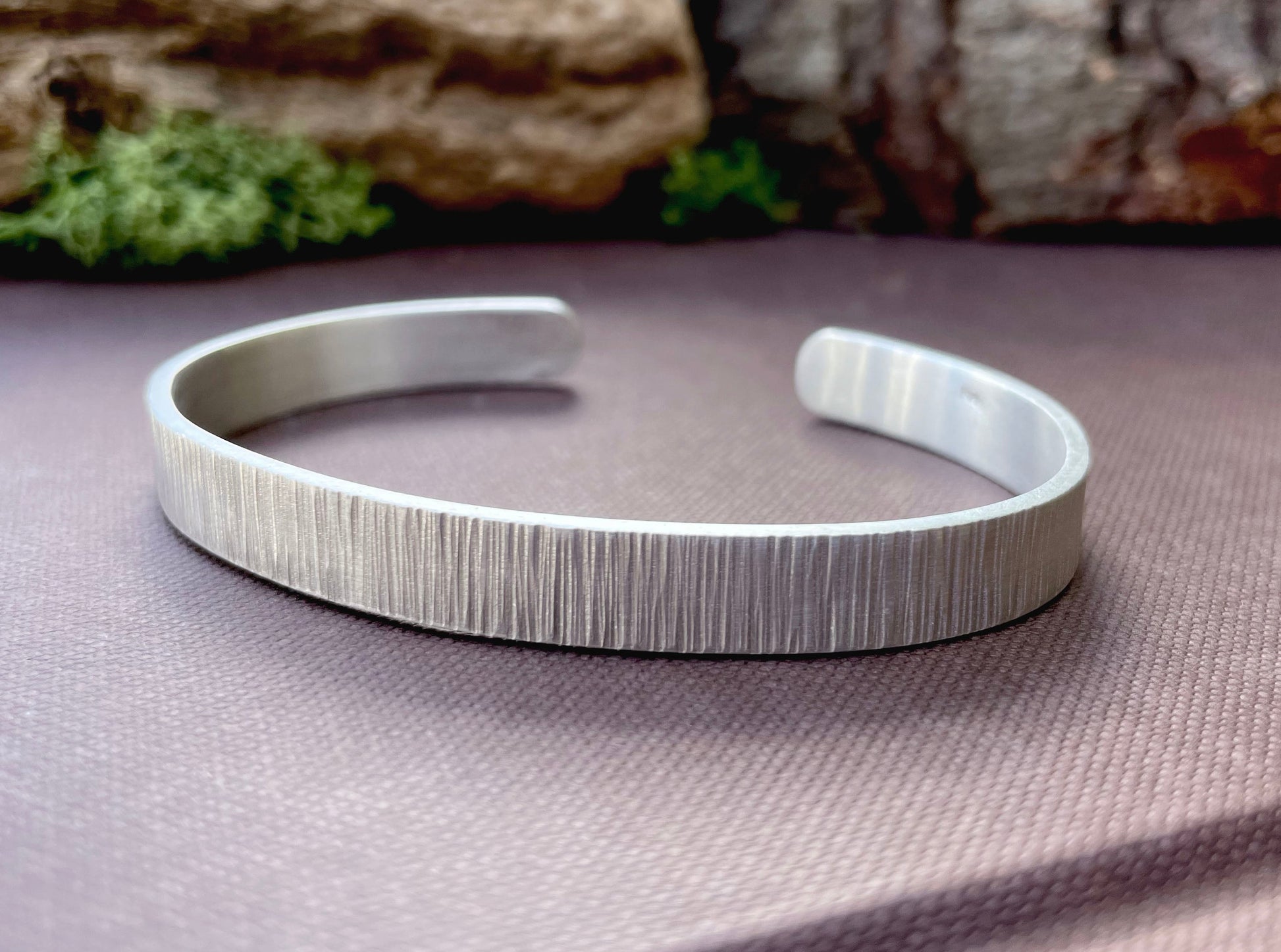Silver Tree Bark Cuff Bangle by Curious Magpie Jewellery