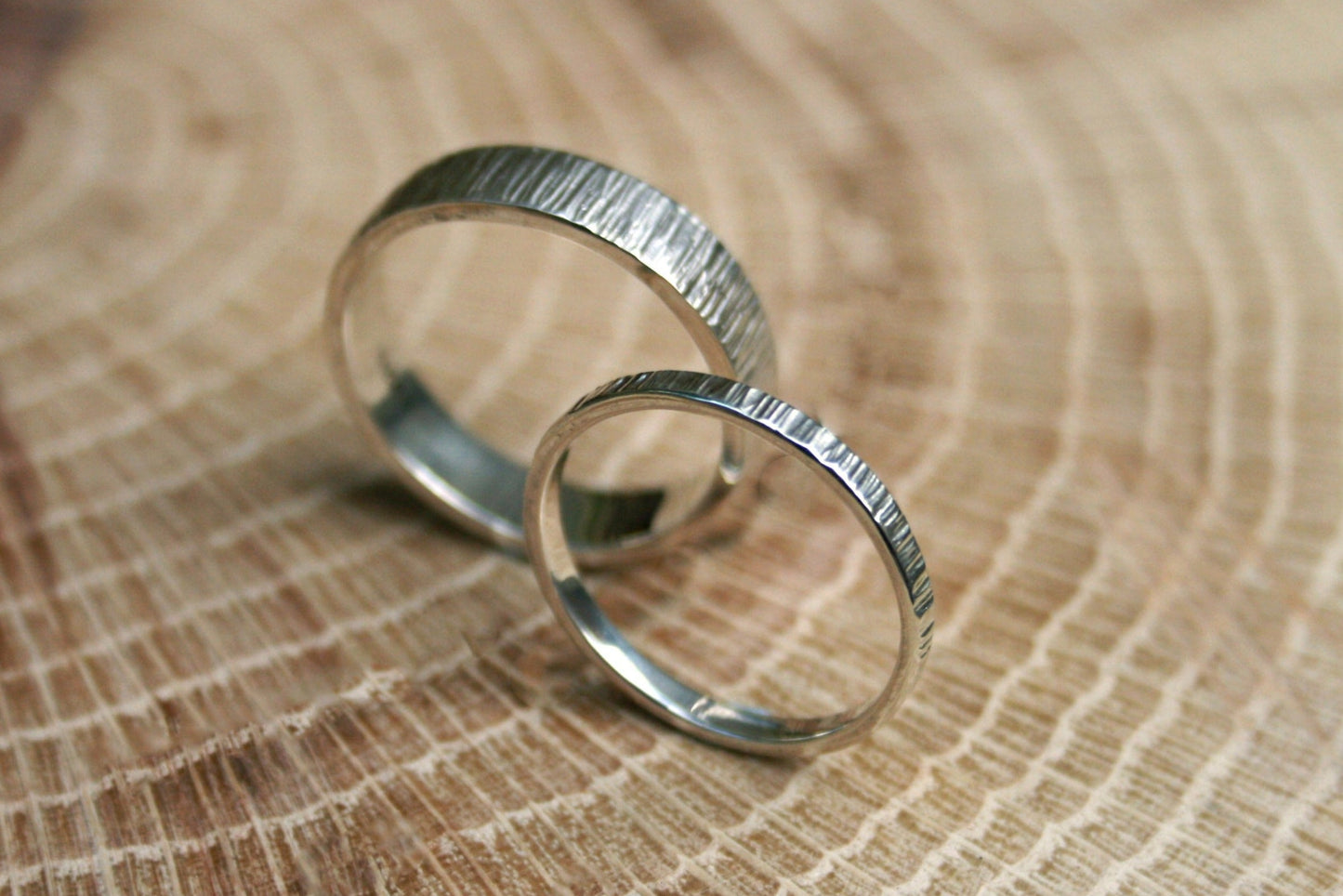 Silver Narrow Tree Bark Ring by Curious Magpie Jewellery