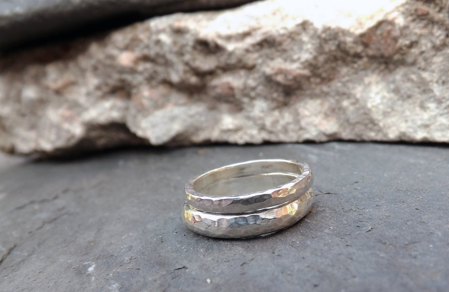 Silver Meteorite Wedding Rings - Curious Magpie Jewellery - 2