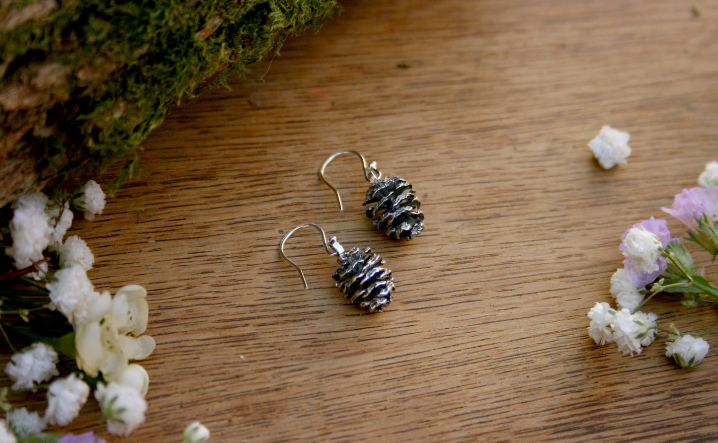 Silver Pinecone Earrings - Curious Magpie Jewellery - 3