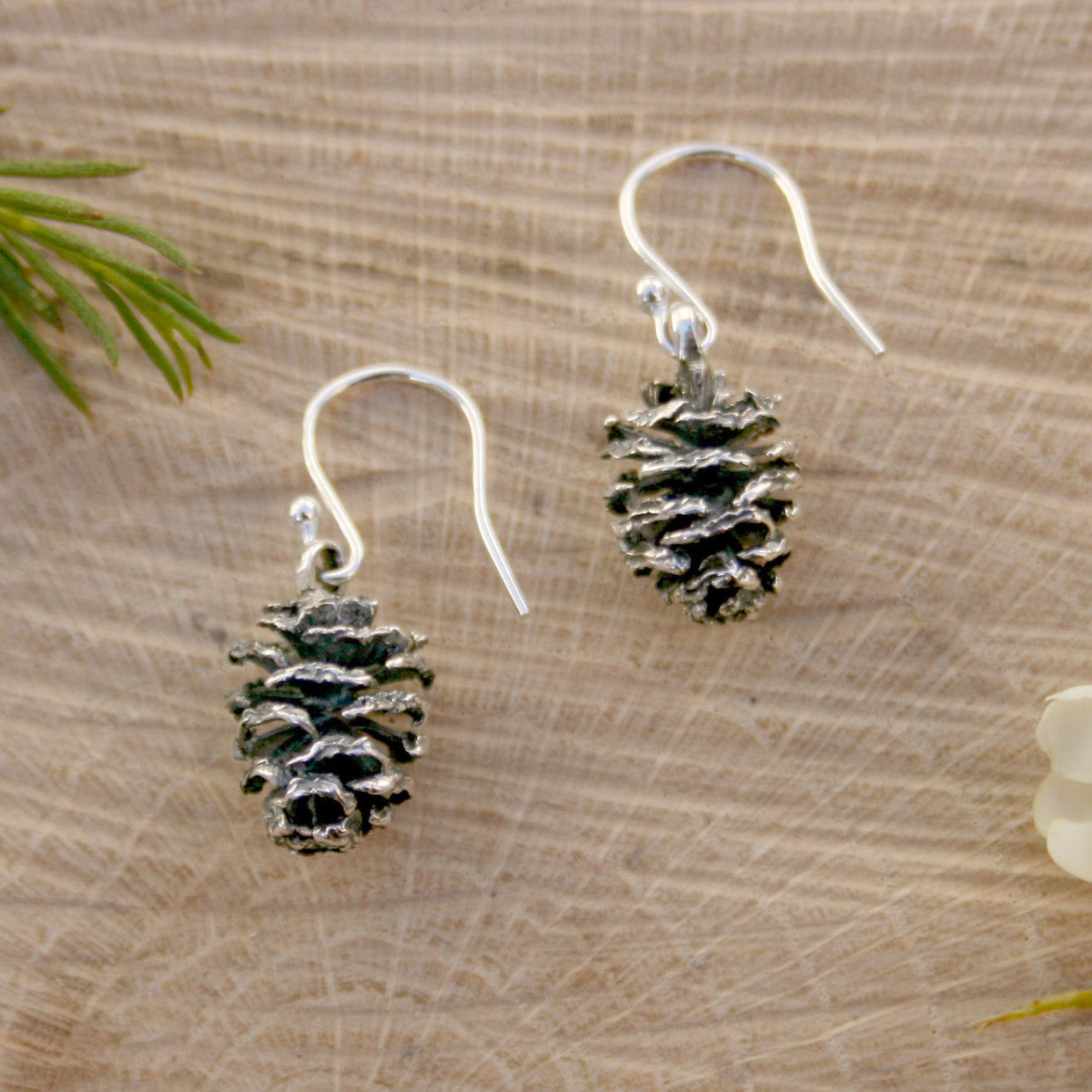 Silver Pinecone Earrings - Curious Magpie Jewellery - 1
