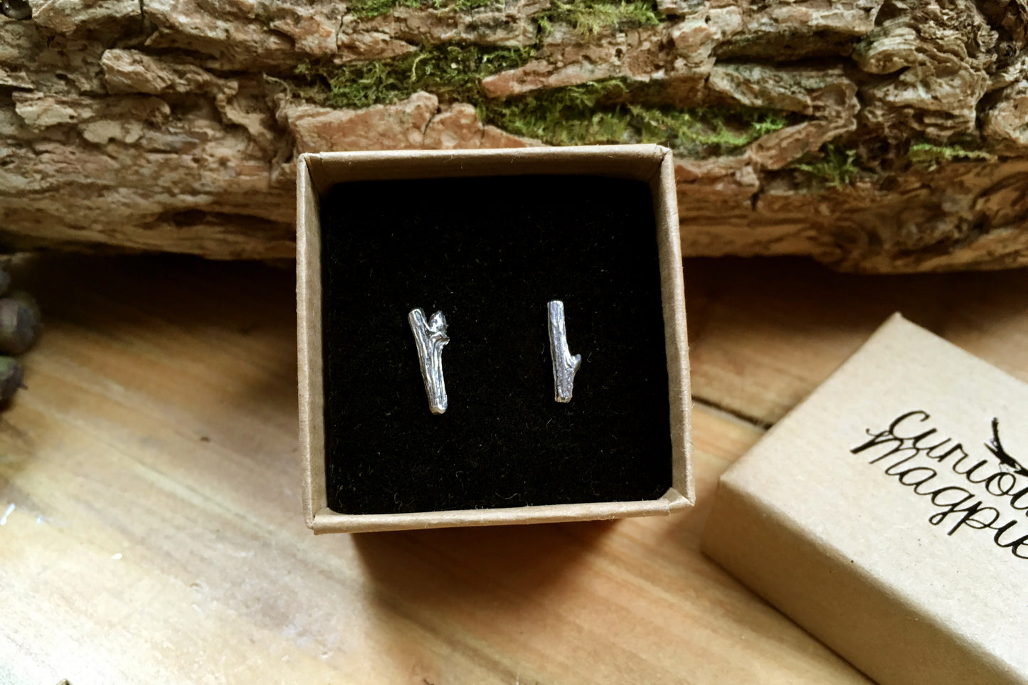 Silver Twig Earrings by Curious Magpie Jewellery