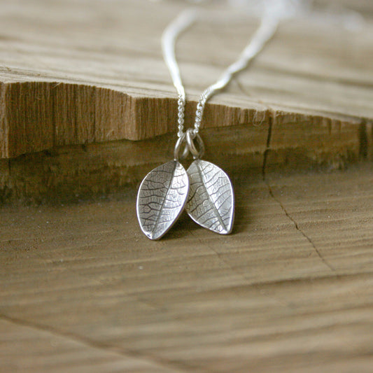 Silver Twin Leaf Necklace - Curious Magpie Jewellery - 1