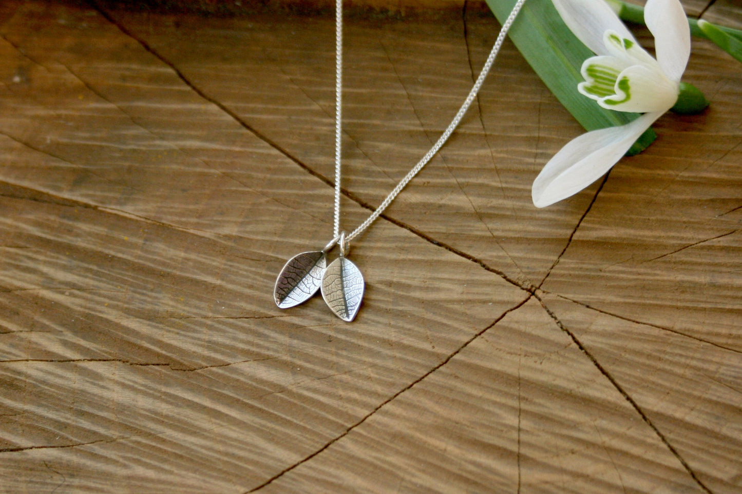 Silver Twin Leaf Necklace - Curious Magpie Jewellery - 2