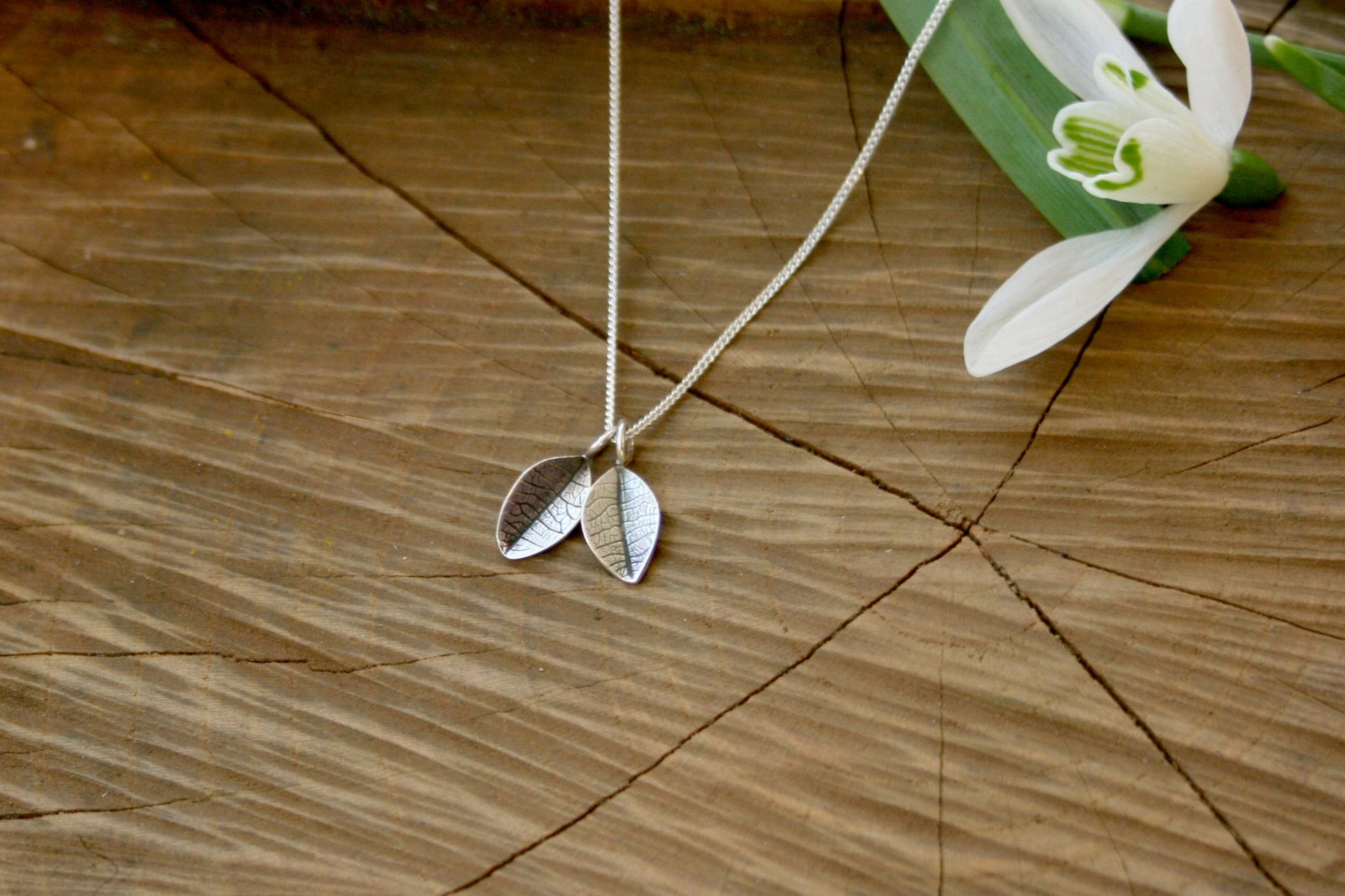 Silver Twin Leaf Necklace - Curious Magpie Jewellery - 2